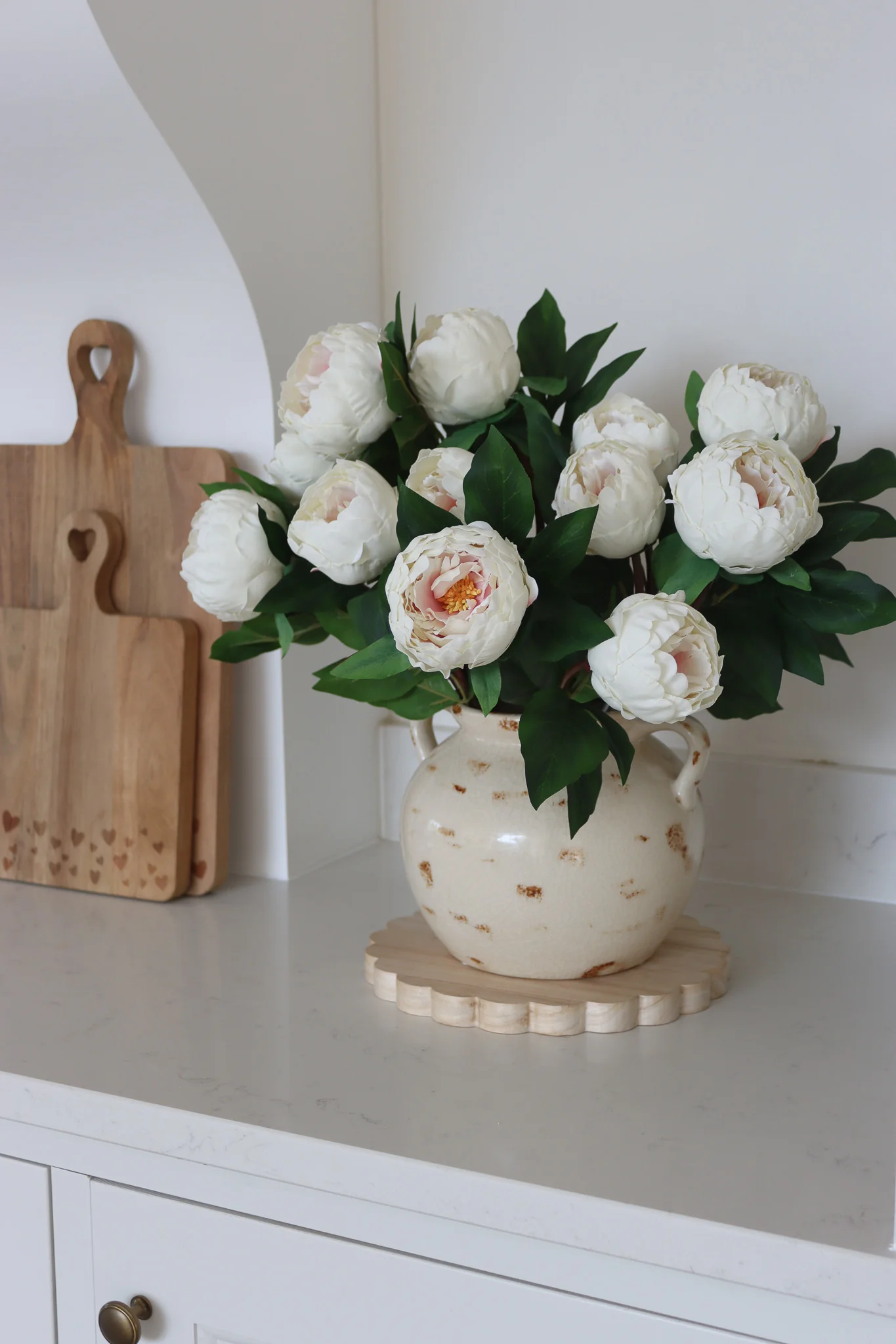 Faux Flowers - Peony Spray - Cream - Image 3
