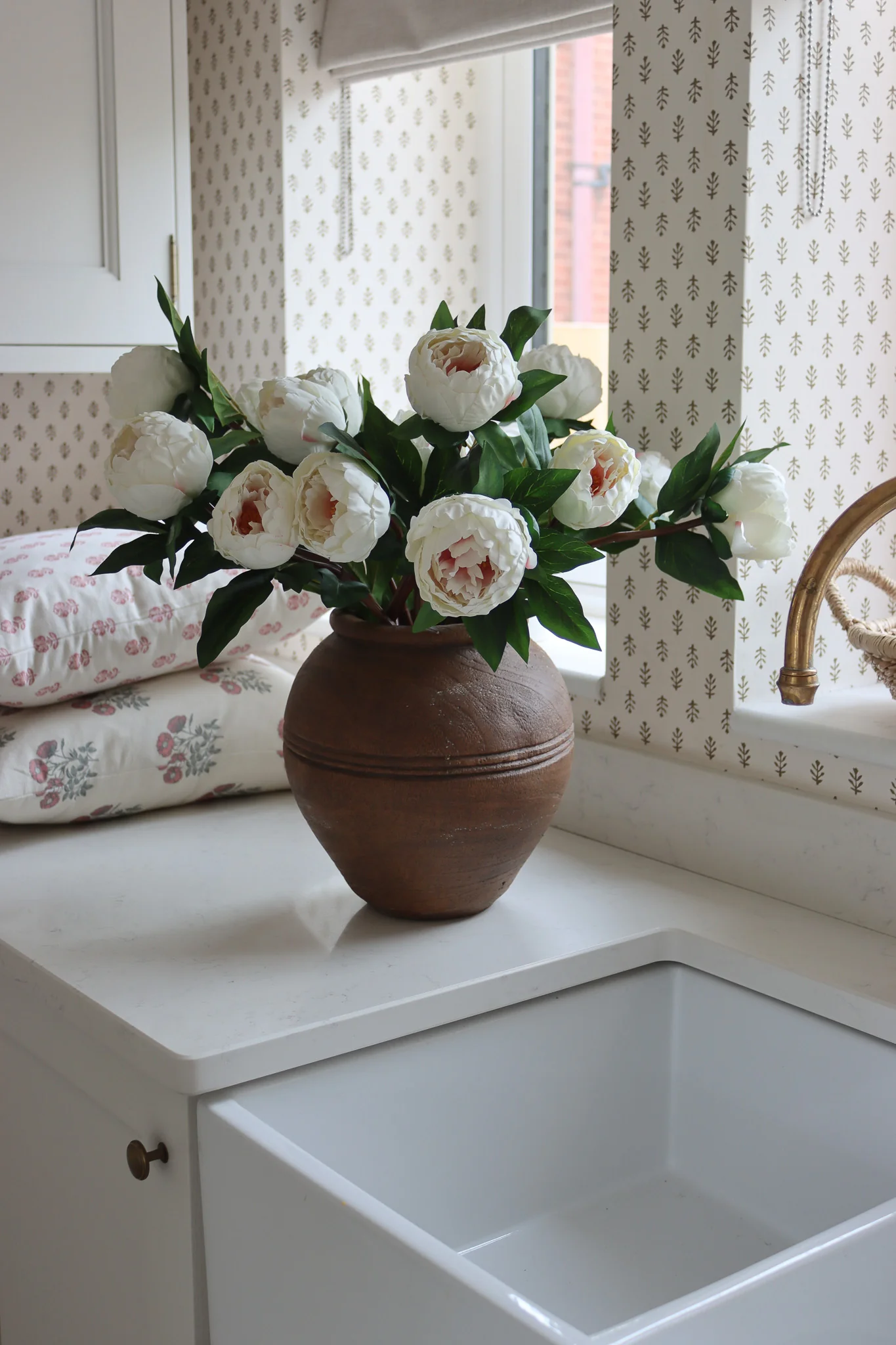 Faux Flowers - Peony Spray - Cream - Image 9