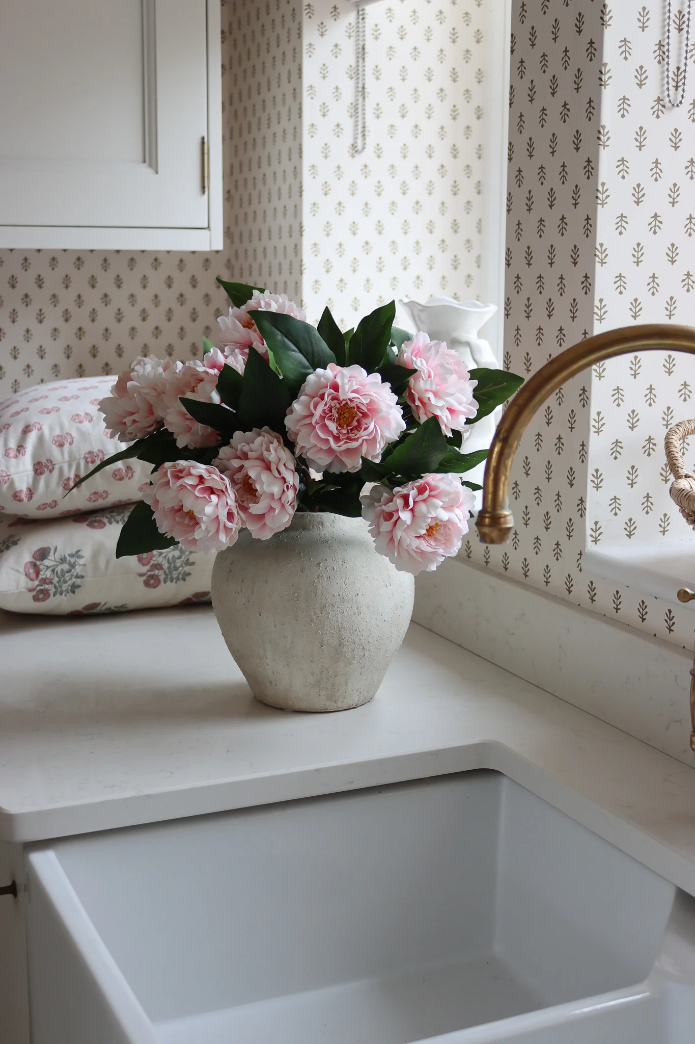 Faux Flowers - Peony Spray - Pink
