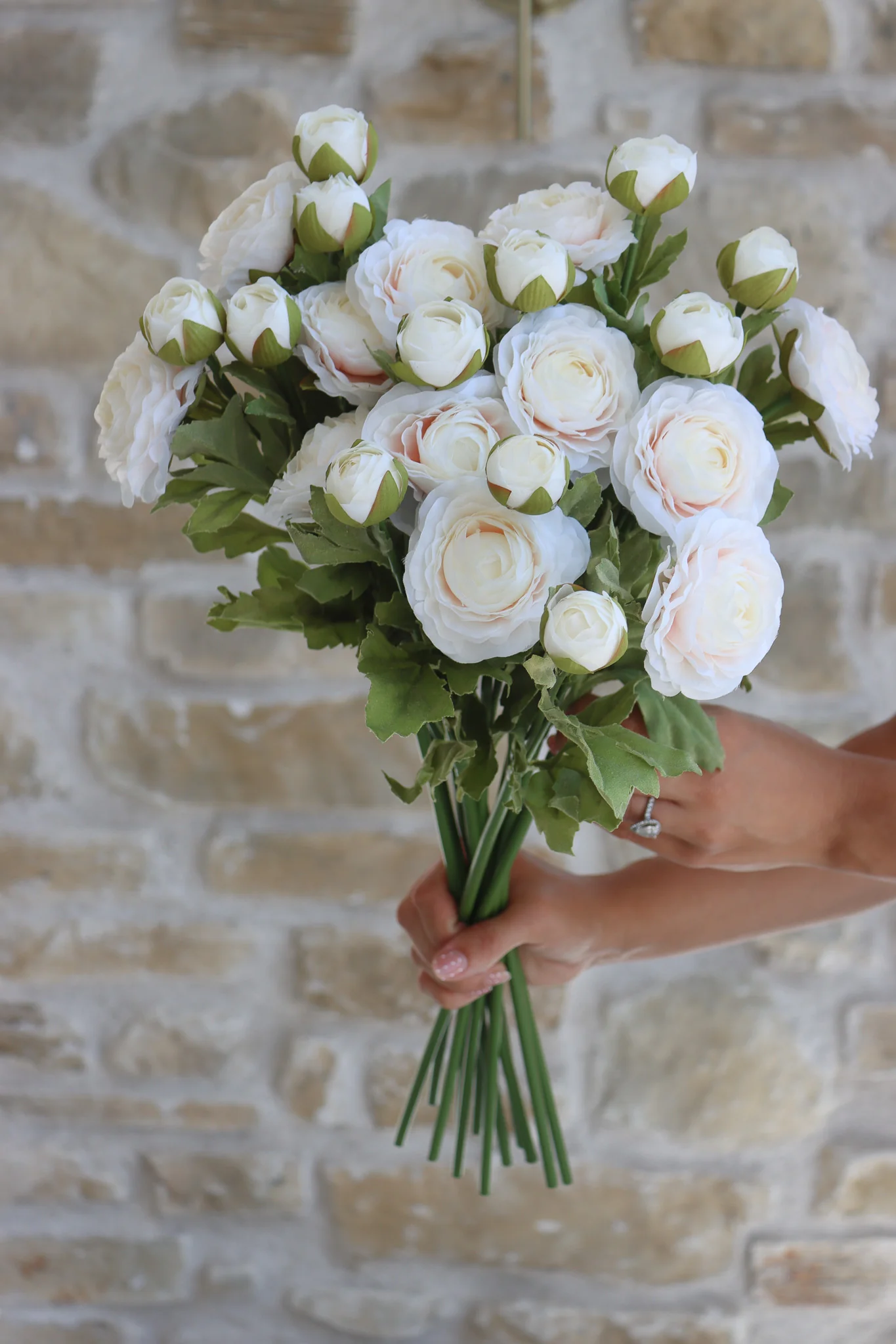 Faux Flowers - Ranunculus Spray - Cream - Image 4