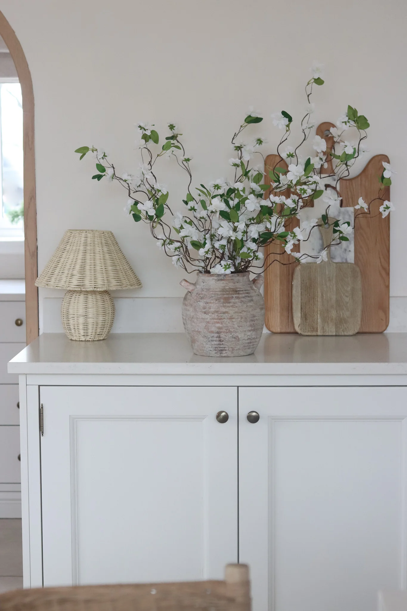 Faux Flowers  - White Wild Cherry Blossom Spray