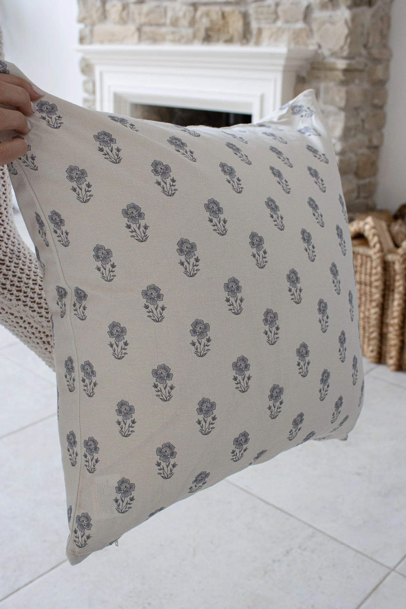 Florence Blue Cushion Cover - Image 5