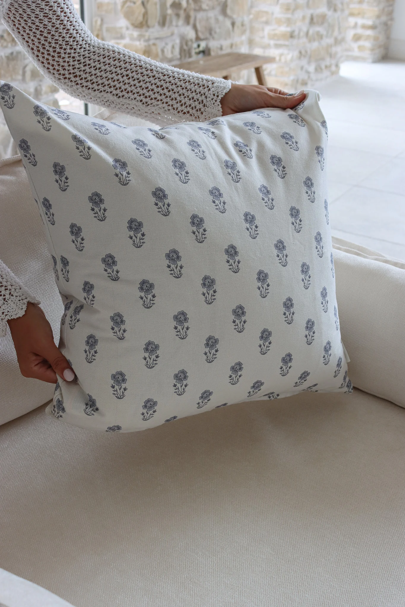 Florence Blue Cushion Cover - Image 7