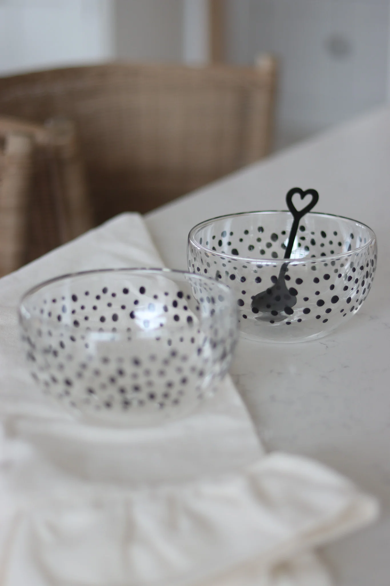 Glass Bowl Set – 2 Piece – Black / Polka - Image 3