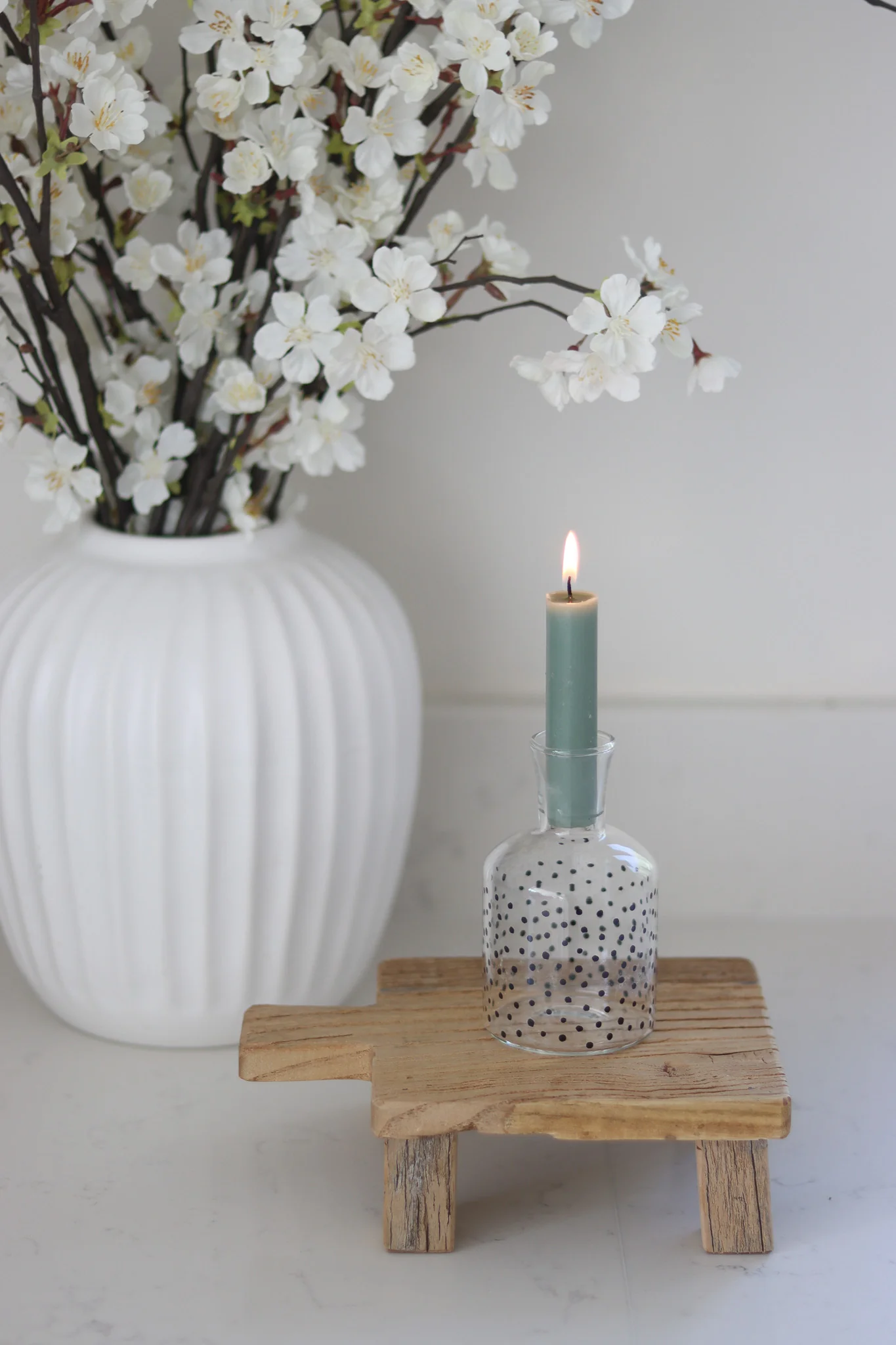 Glass Candle Holder - Black Polka Dot - Image 2