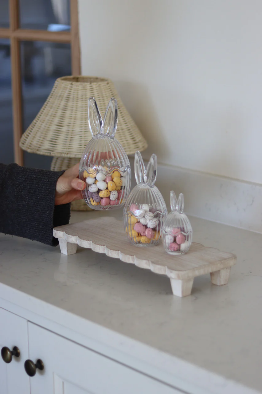 Glass Bunny Jar Set & Scalloped Tray Bundle