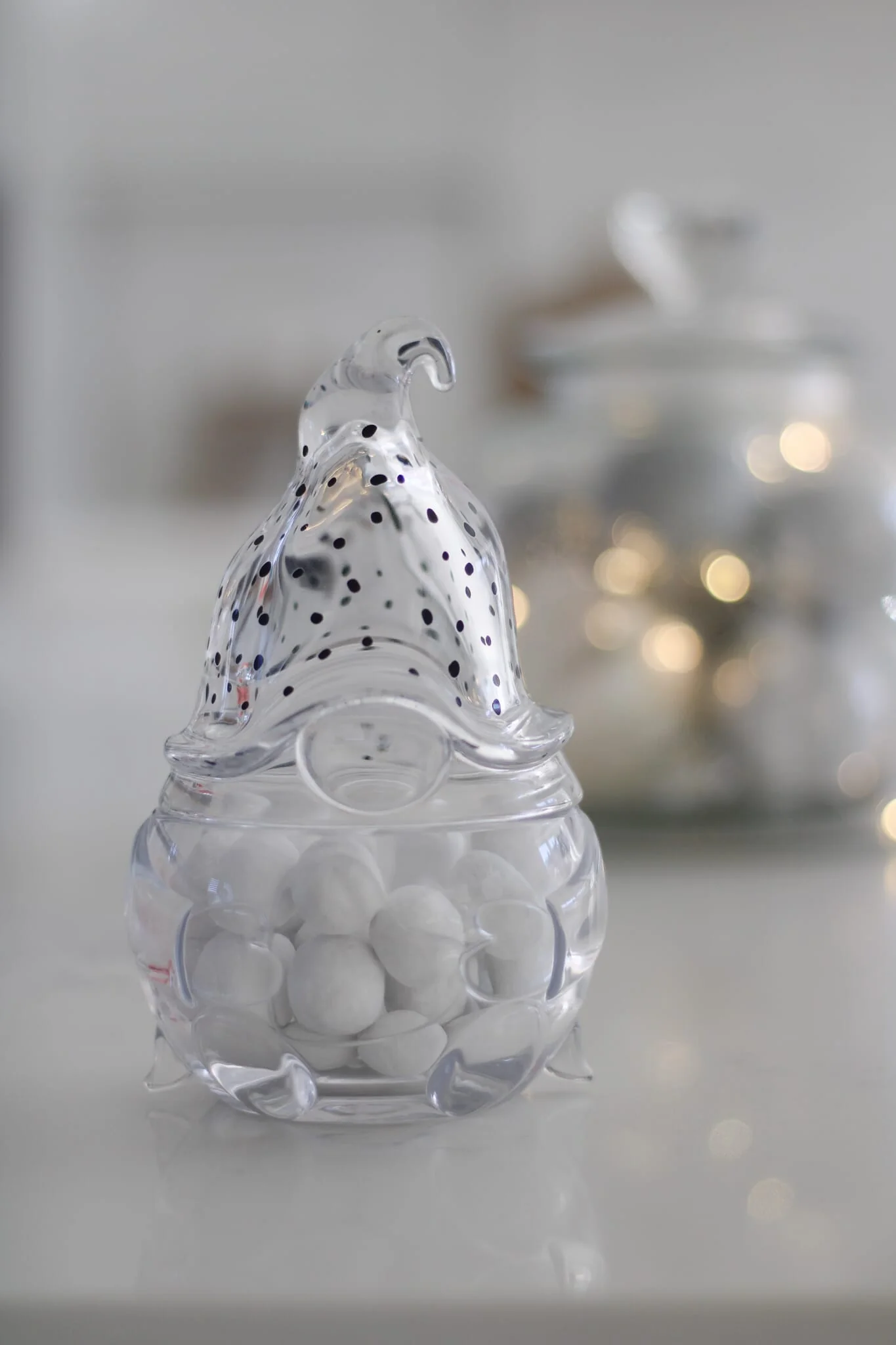 Glass Gonk Jar - Black Polka Dots - Image 3