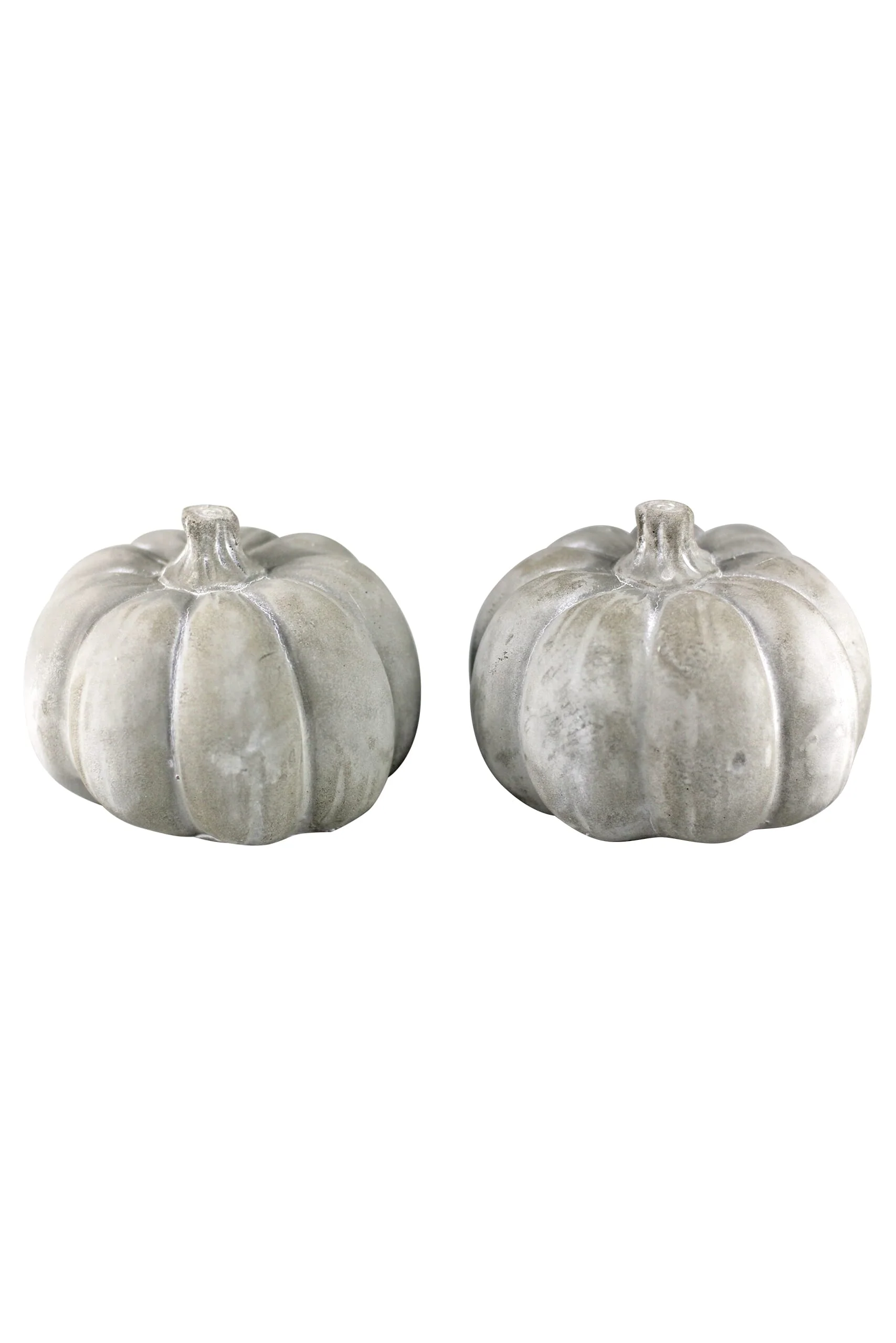 Grey Stone Resin Pumpkins - Medium 2Pc Set