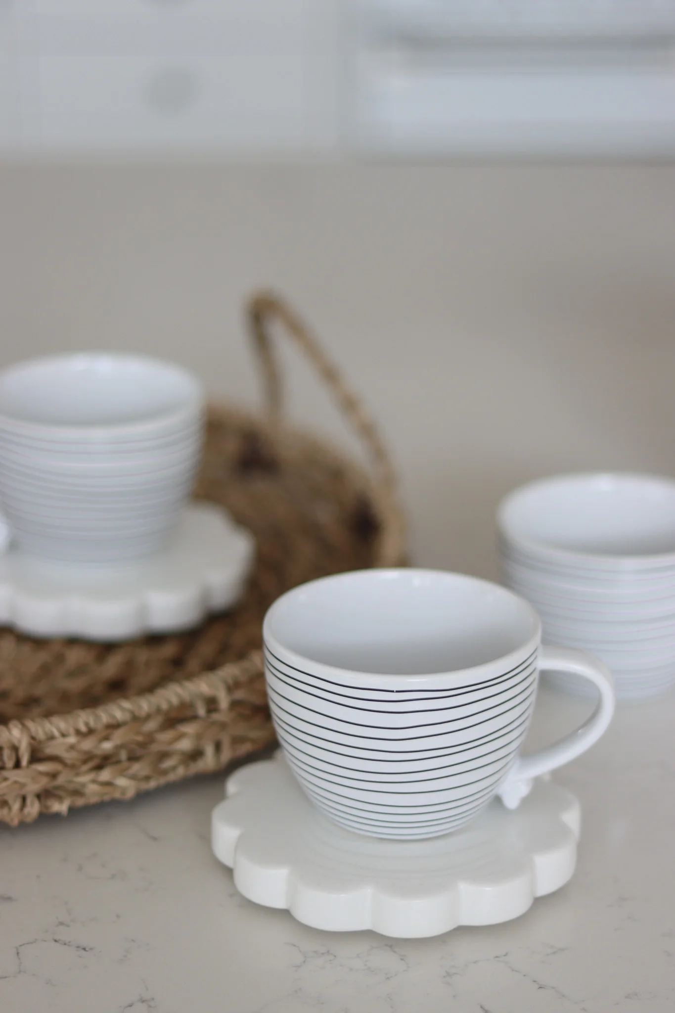 Heart Handled Ceramic Mug Set – 4 Piece – Horizontal Stripes - Image 3