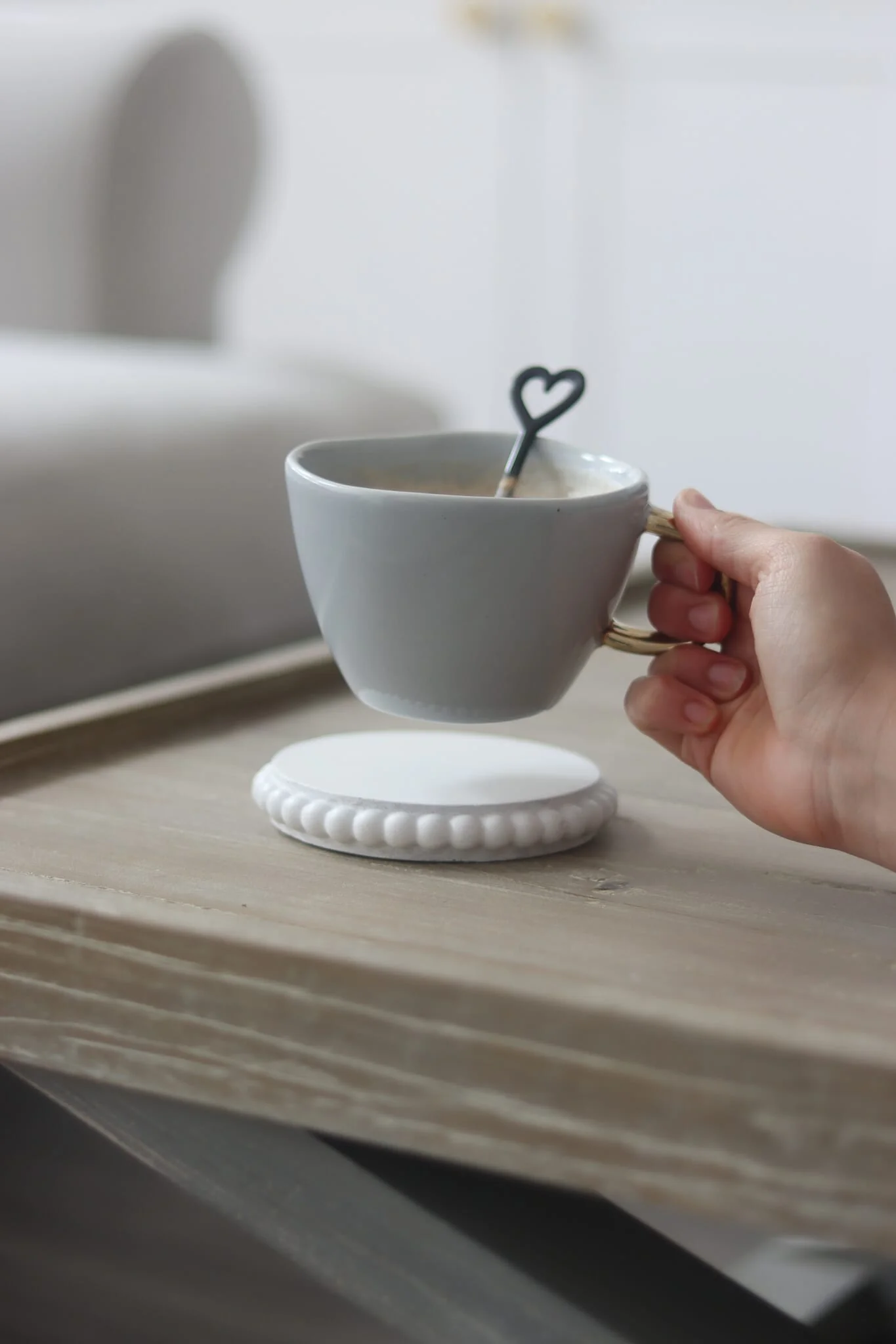 Irregular Stoneware Mug - Grey - Image 3