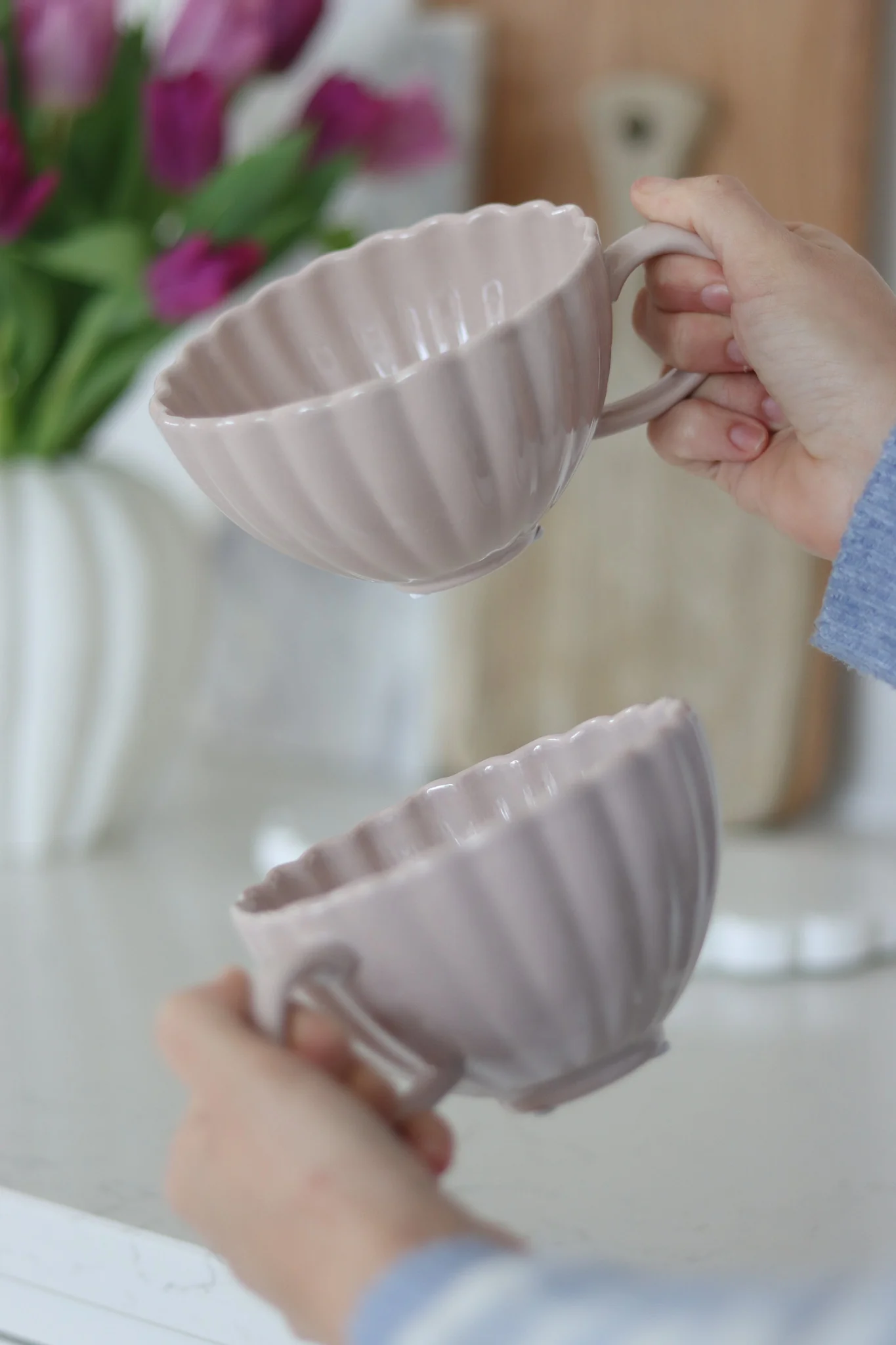 Large Ceramic Mug Set – 2 Piece – Scalloped Autumn - Image 2