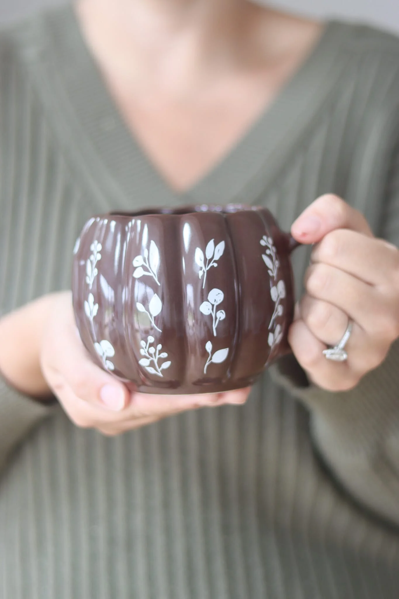 Large Pumpkin Mug - Brown Art 3 - Image 2