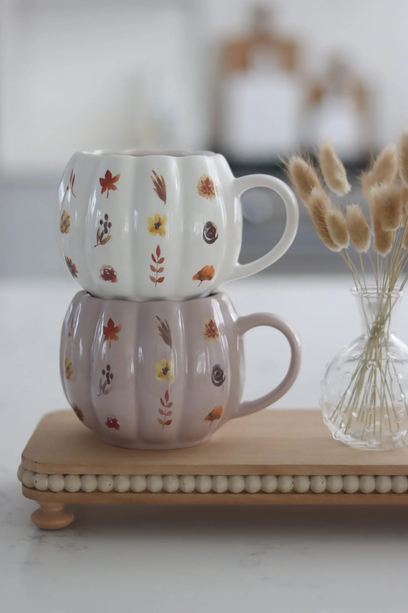 Large Pumpkin Mug - Floral/Autumn