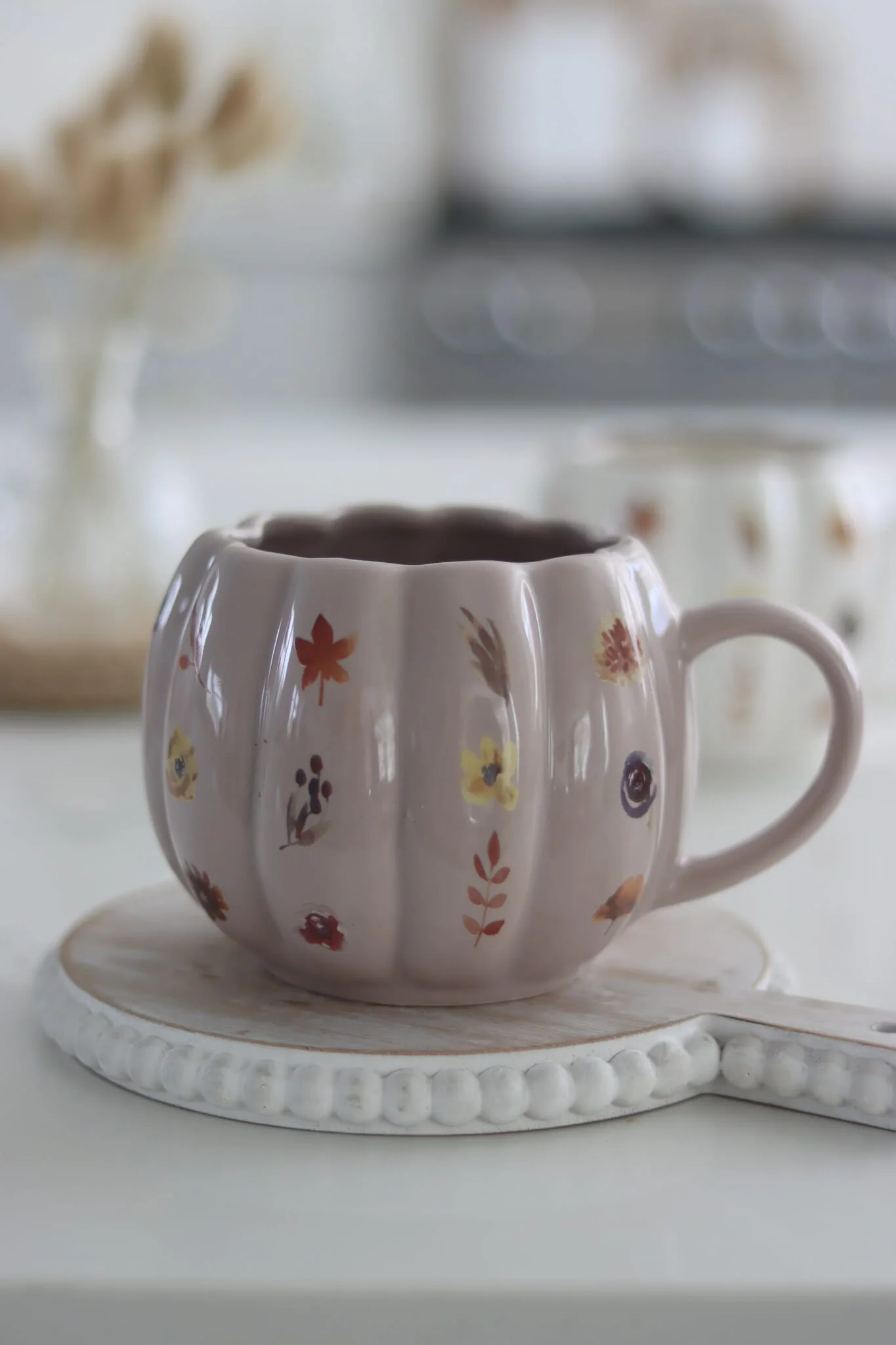 Large Pumpkin Mug - Floral/Autumn - Image 4