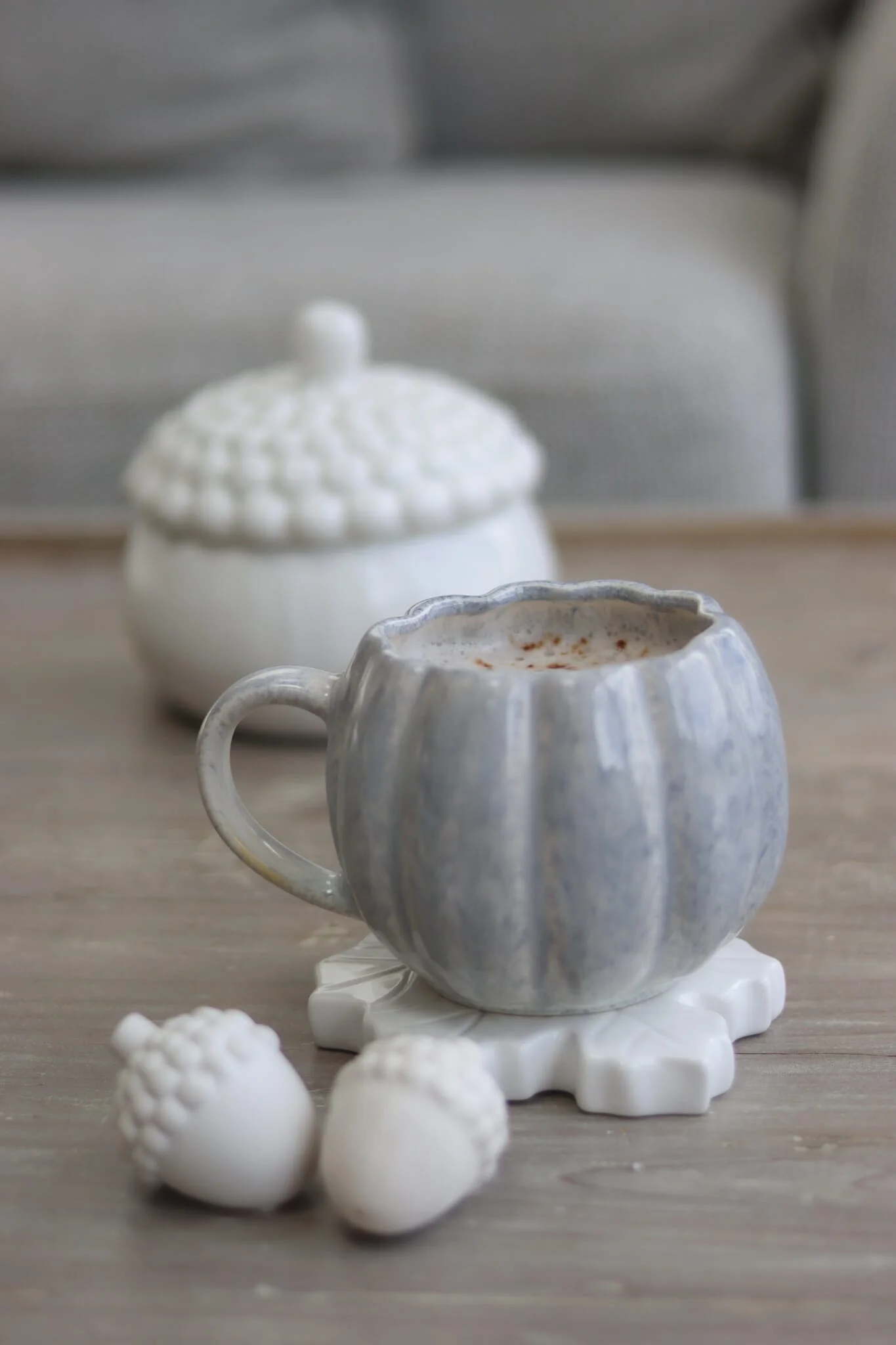 Large Pumpkin Mug - Light Blue Glaze - Image 2