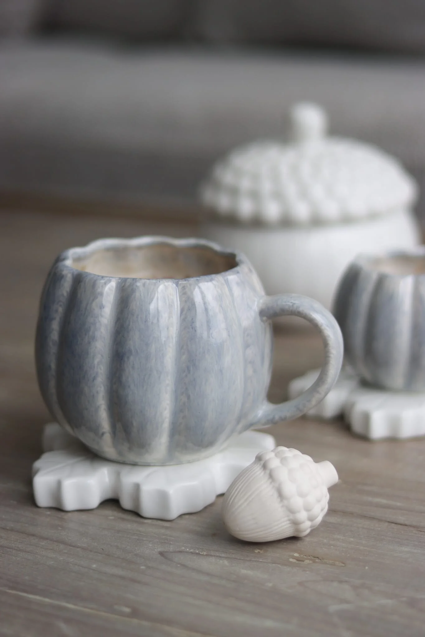 Large Pumpkin Mug - Light Blue Glaze - Image 3