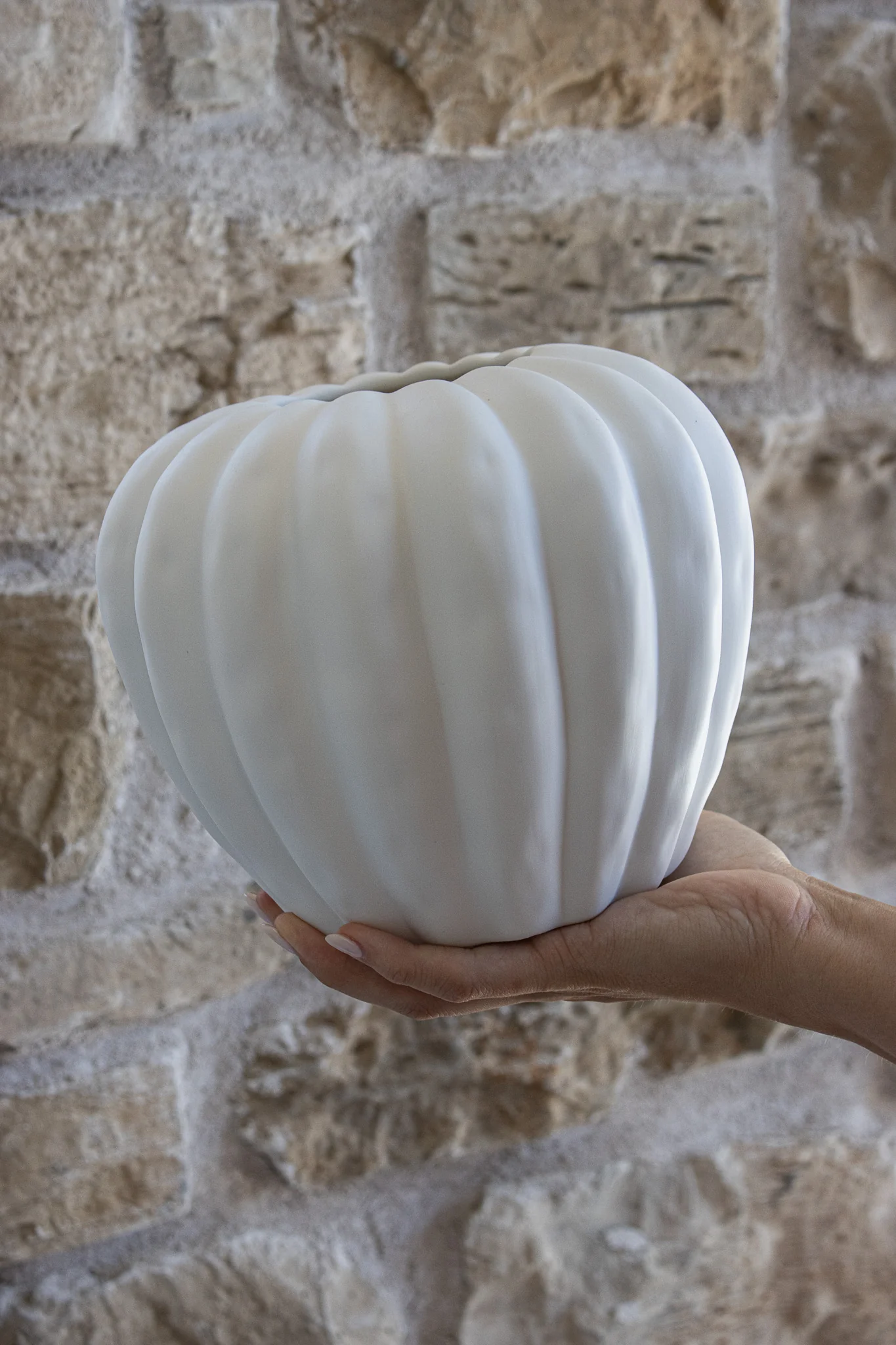 Matt White Curved Ceramic Vase