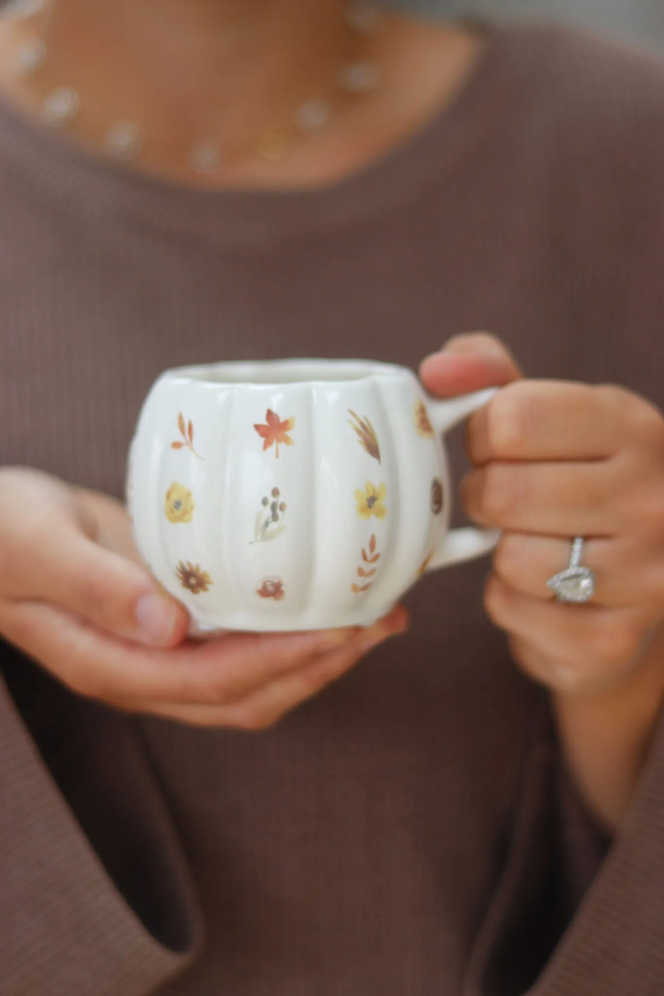 Mini Pumpkin Mug - White Autumn Art