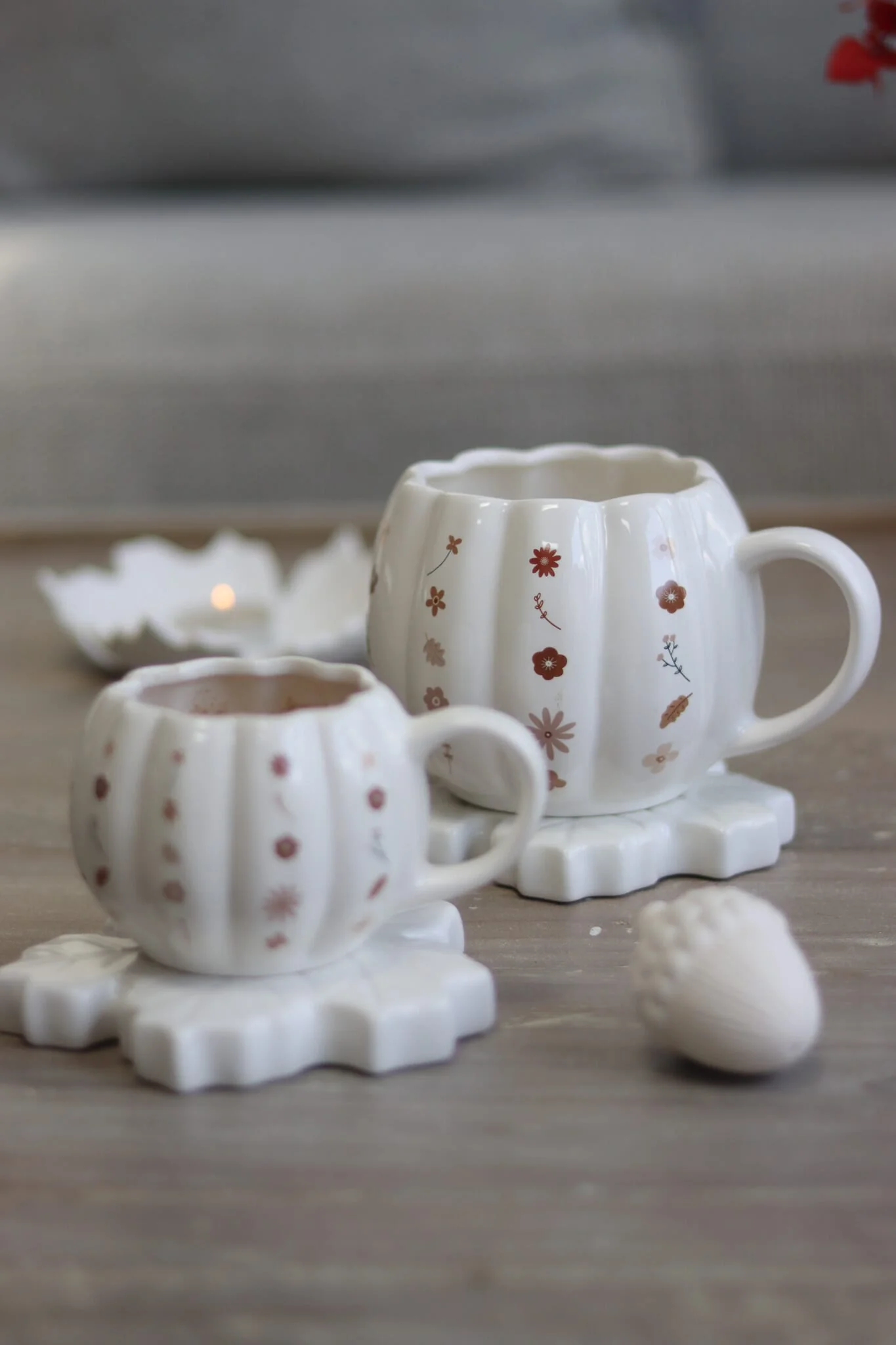 Mini Pumpkin Mug - White Floral Art 4