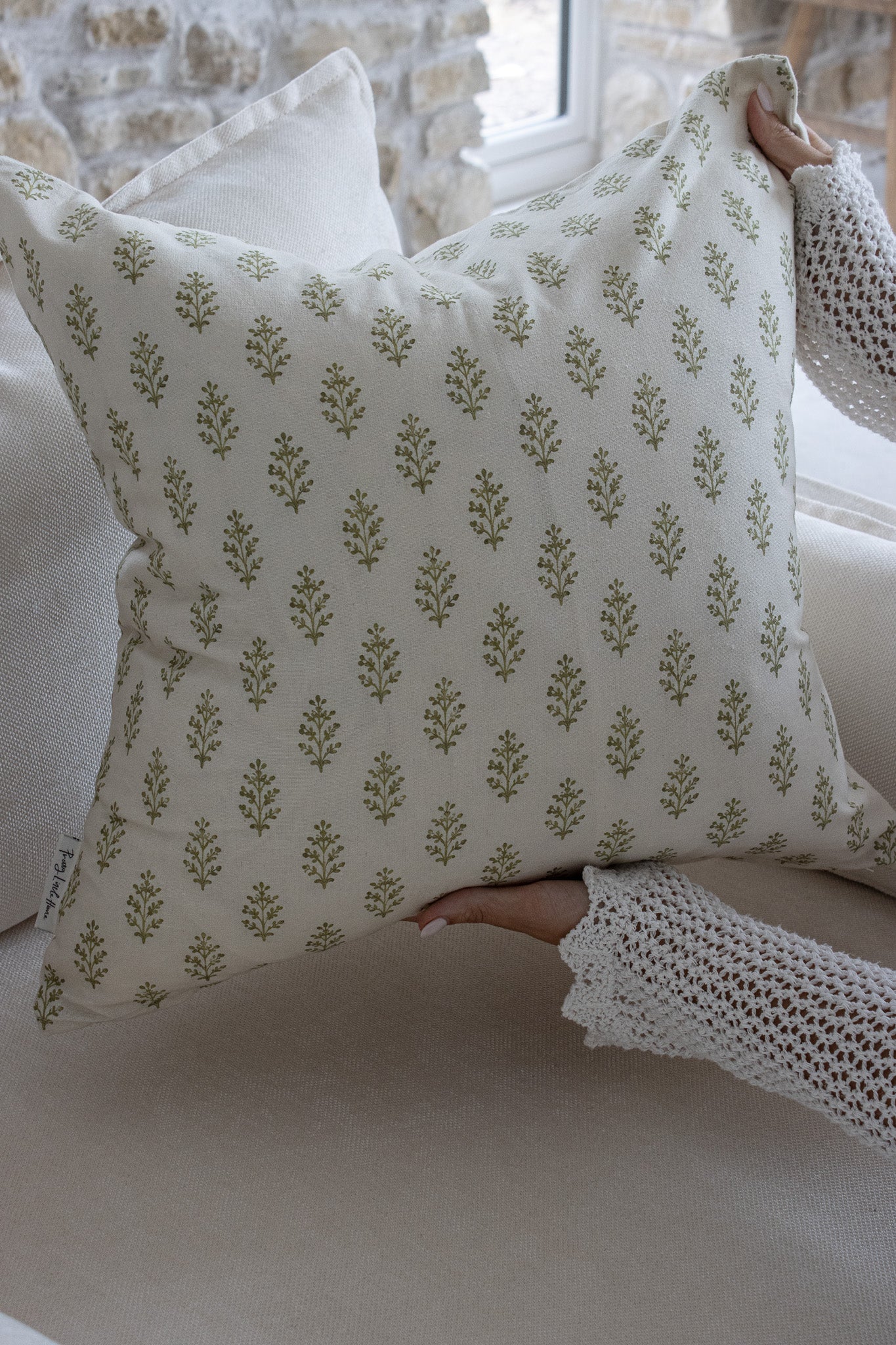 Olive Sprig Cushion Cover - Image 4