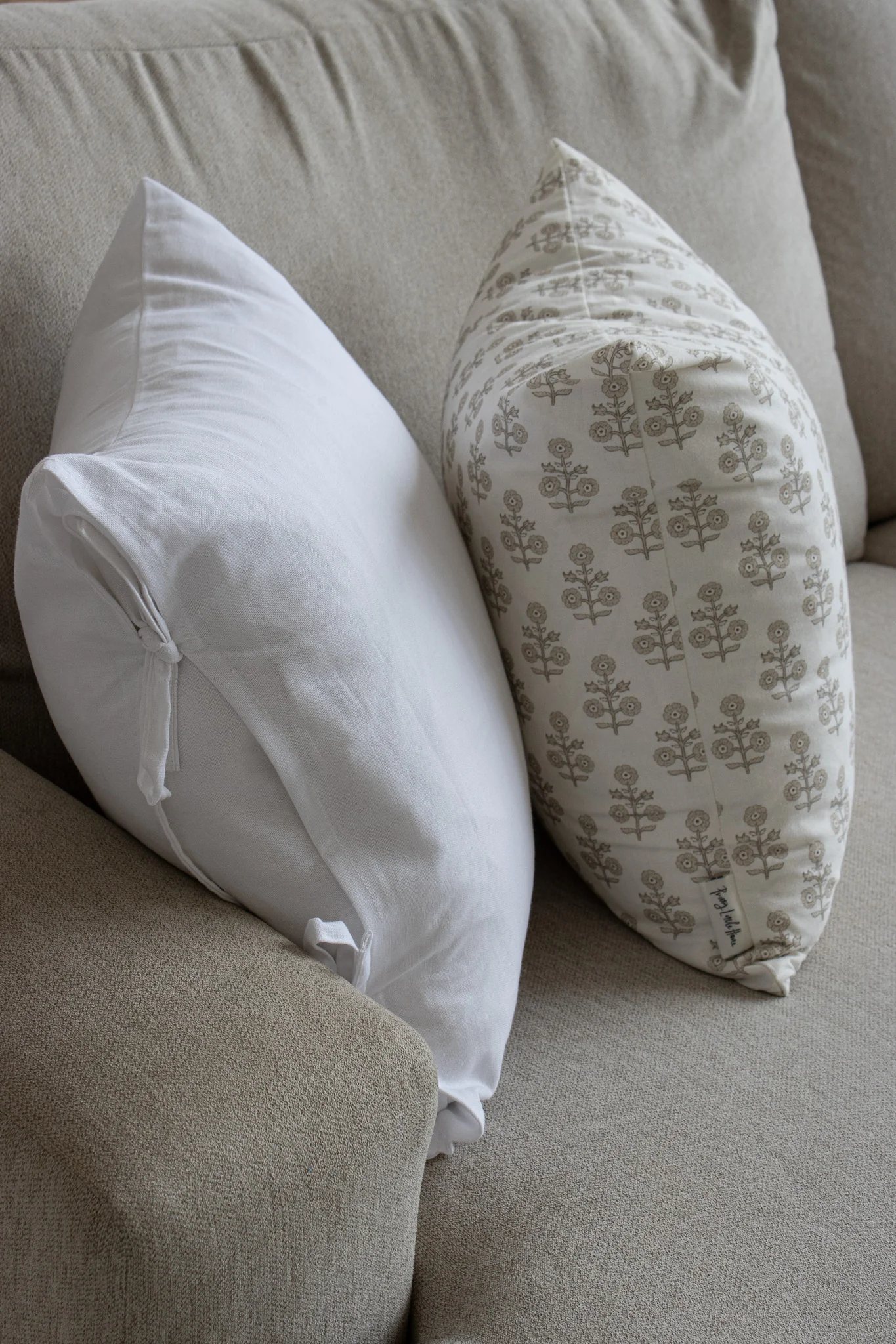Plain Cushion Cover - Bright White Tie-Top - Image 3