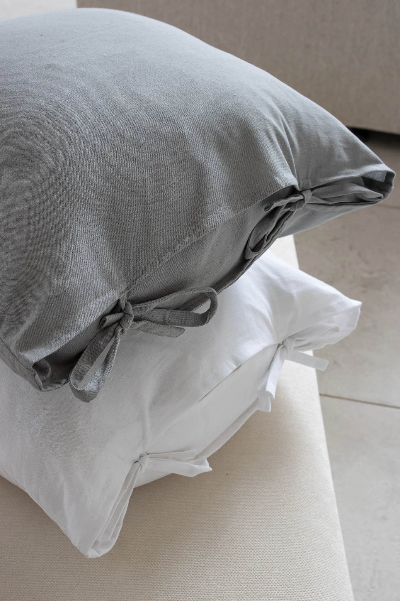 Plain Cushion Cover - Bright White Tie-Top - Image 4