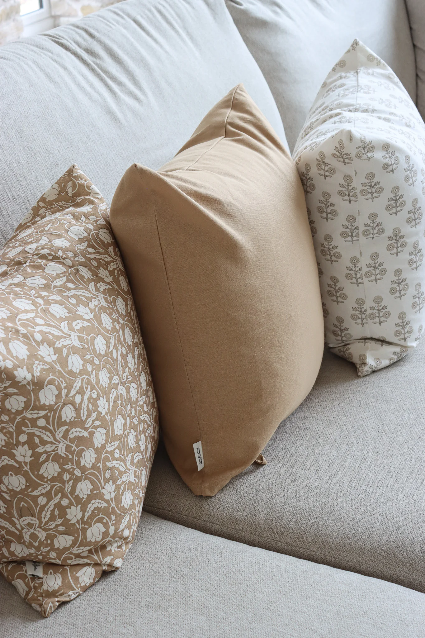 Plain Cushion Cover - Sand Tie-Top - Image 3