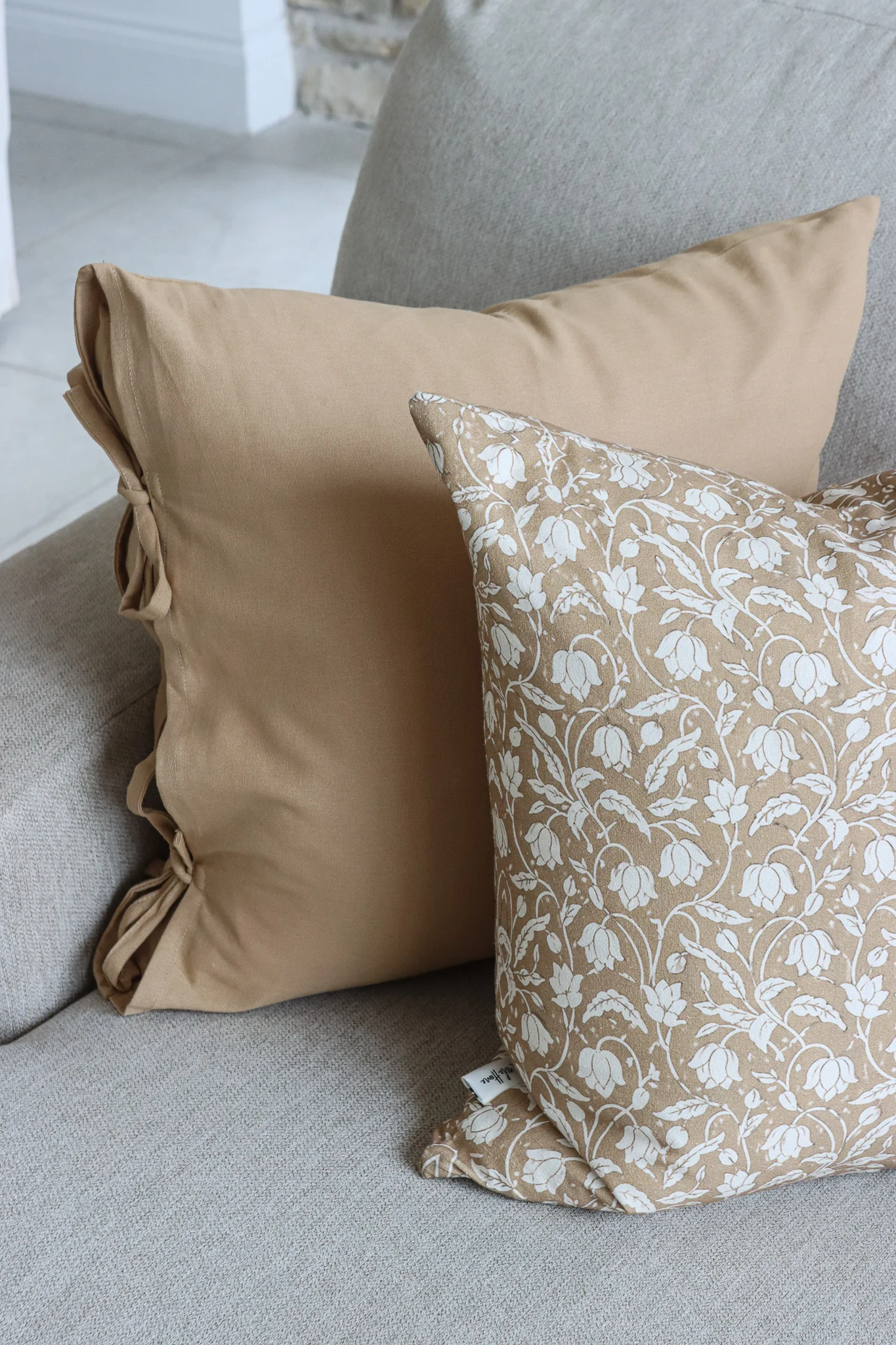 Plain Cushion Cover - Sand Tie-Top - Image 4