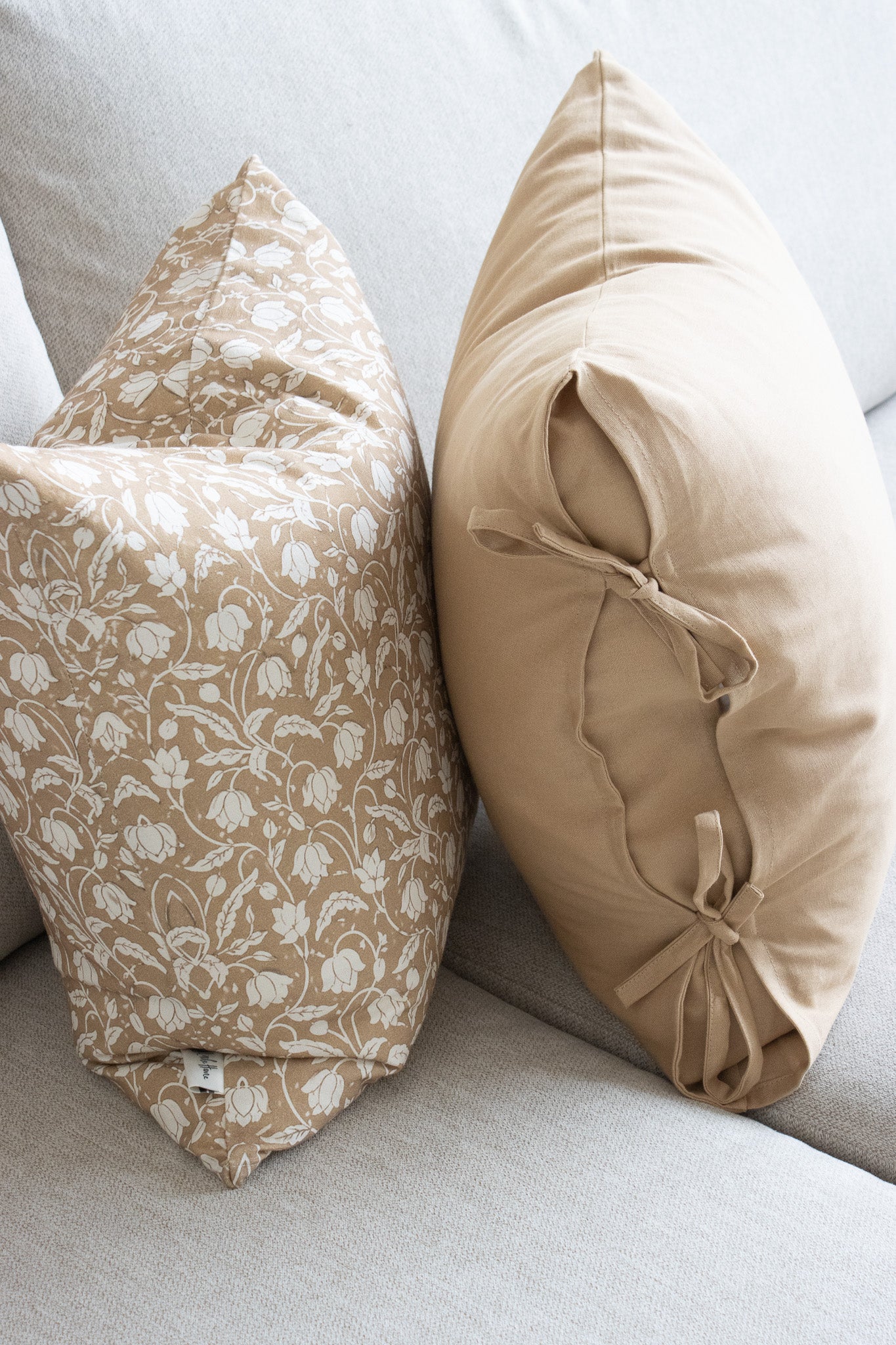 Plain Cushion Cover - Sand Tie-Top - Image 5