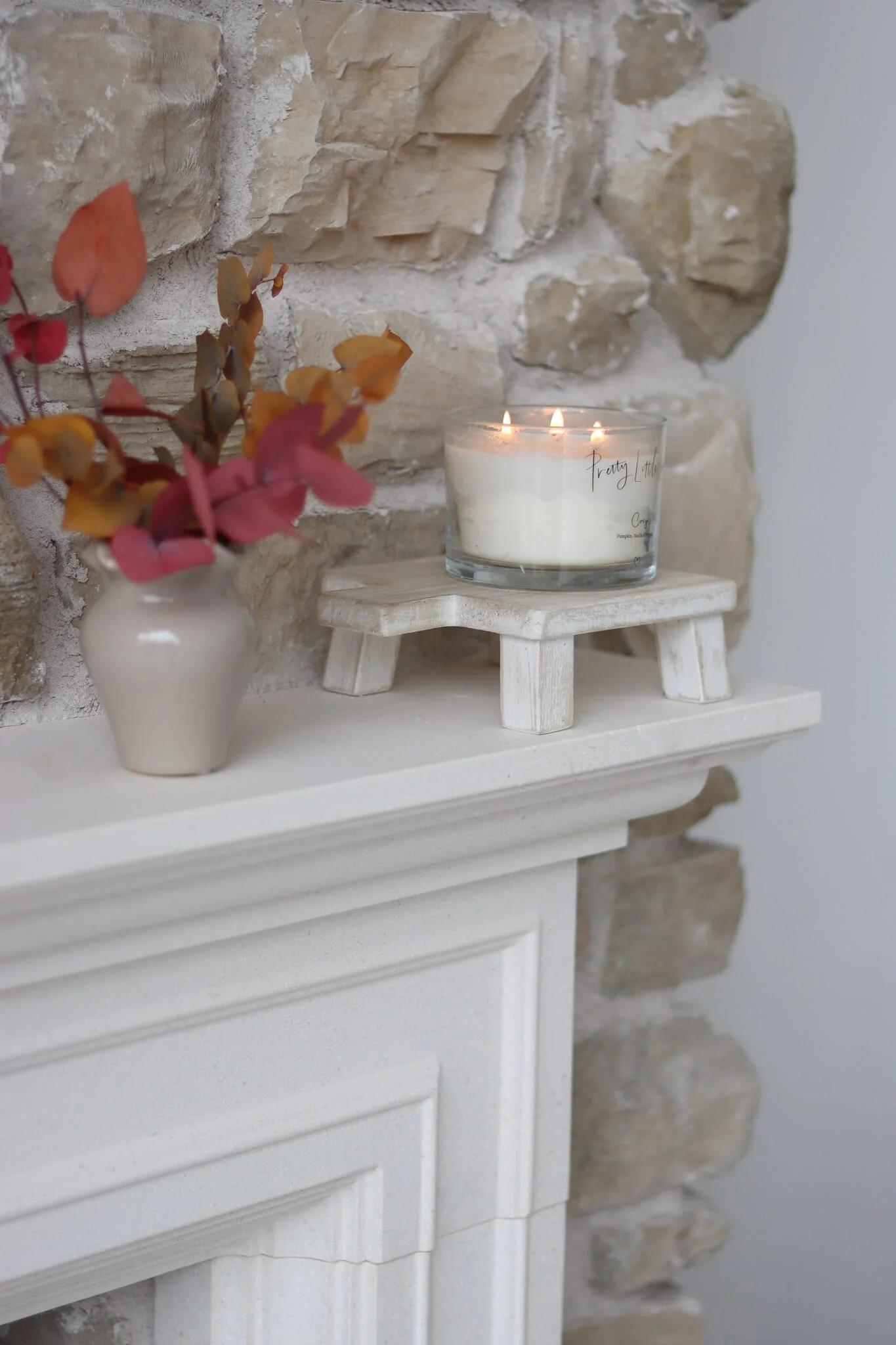 Raised Stool With Handle – Whitewash - Image 5