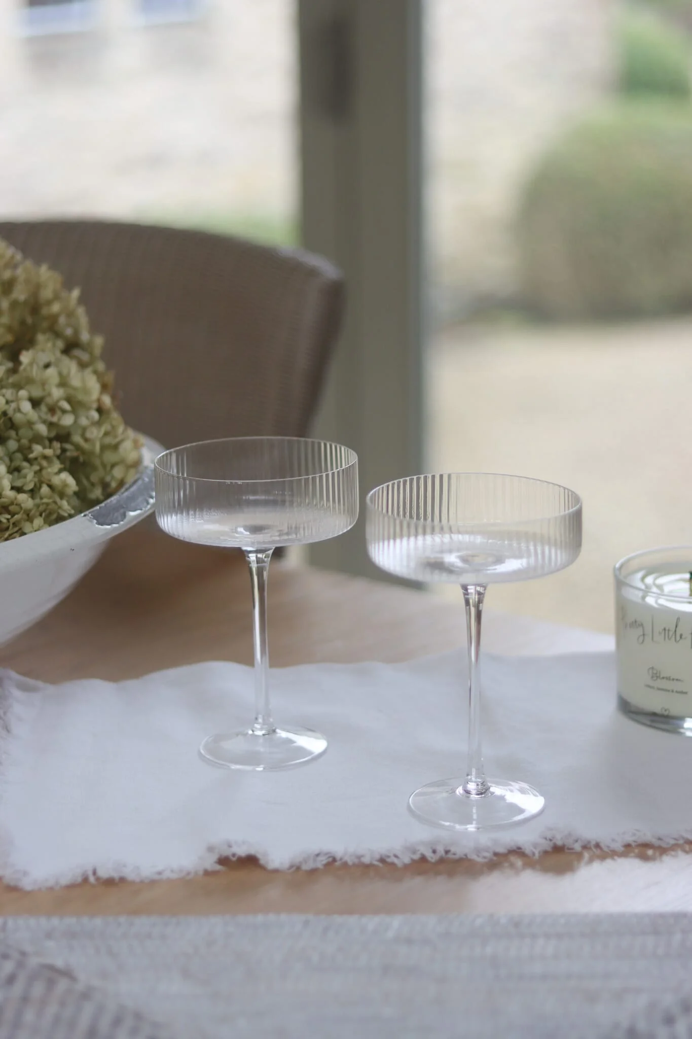 Set of 2 Champagne Coupes - Ribbed
