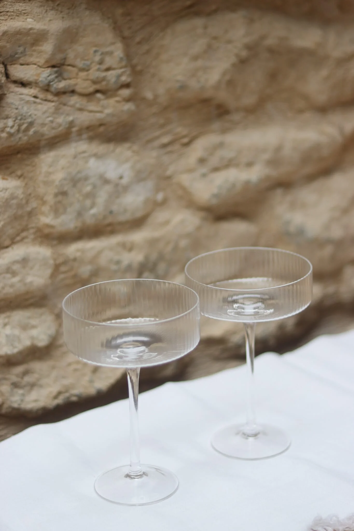 Set of 2 Champagne Coupes - Ribbed - Image 3