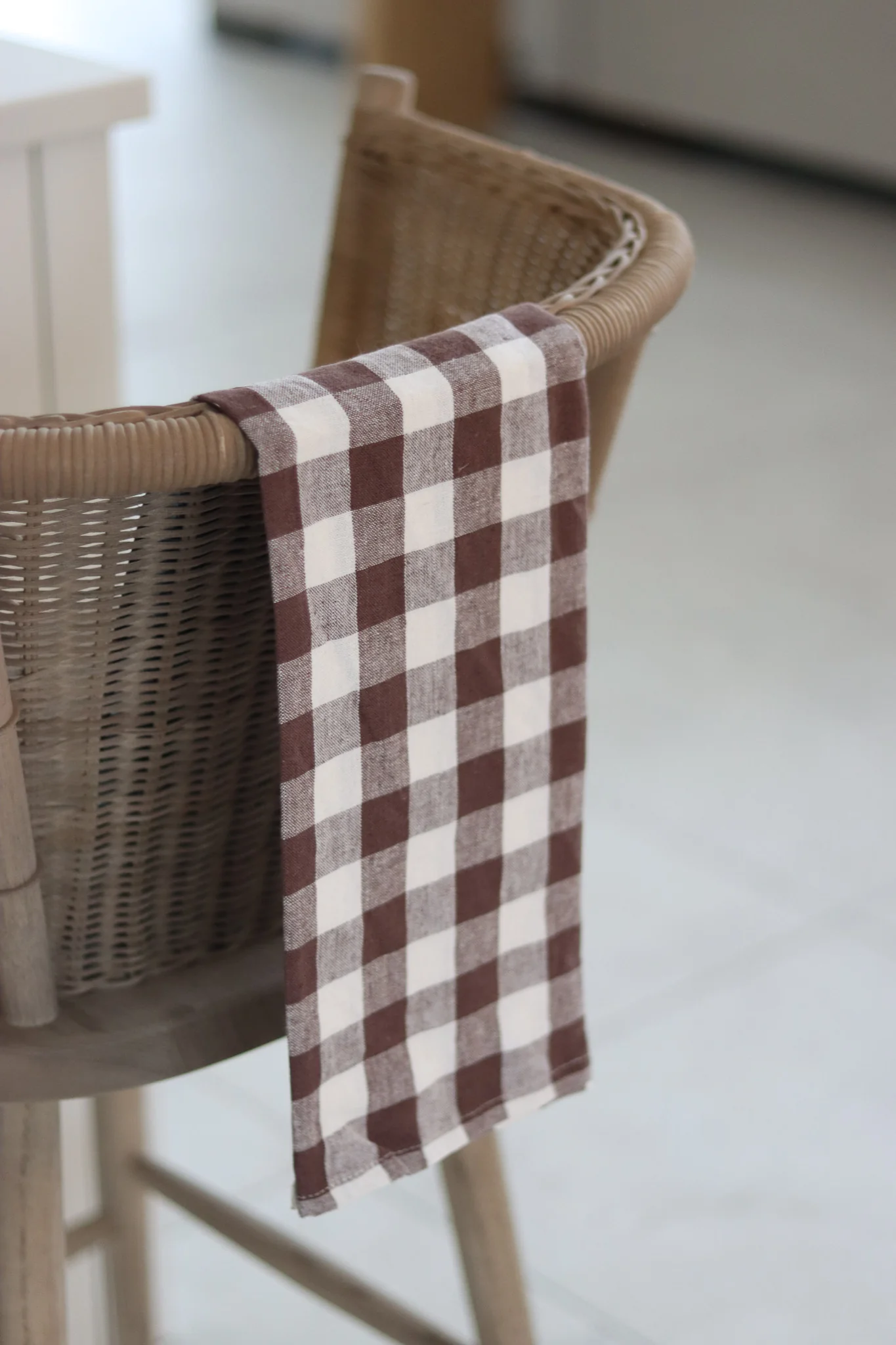 Set of 2 Gingham Brown Tea Towels
