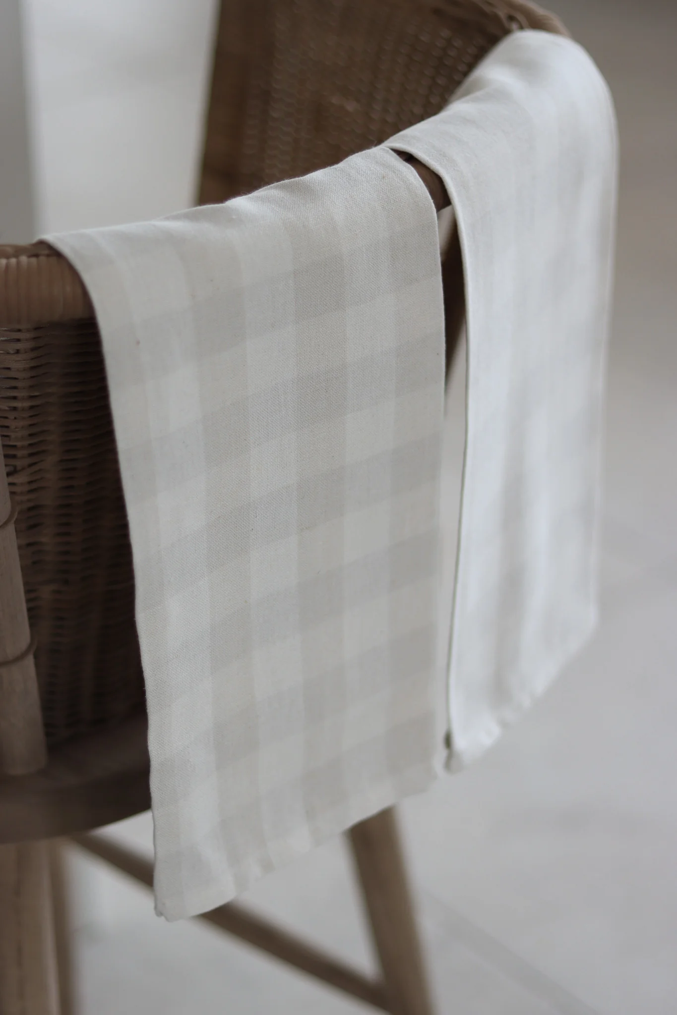 Set of 2 Gingham Light Grey Tea Towels
