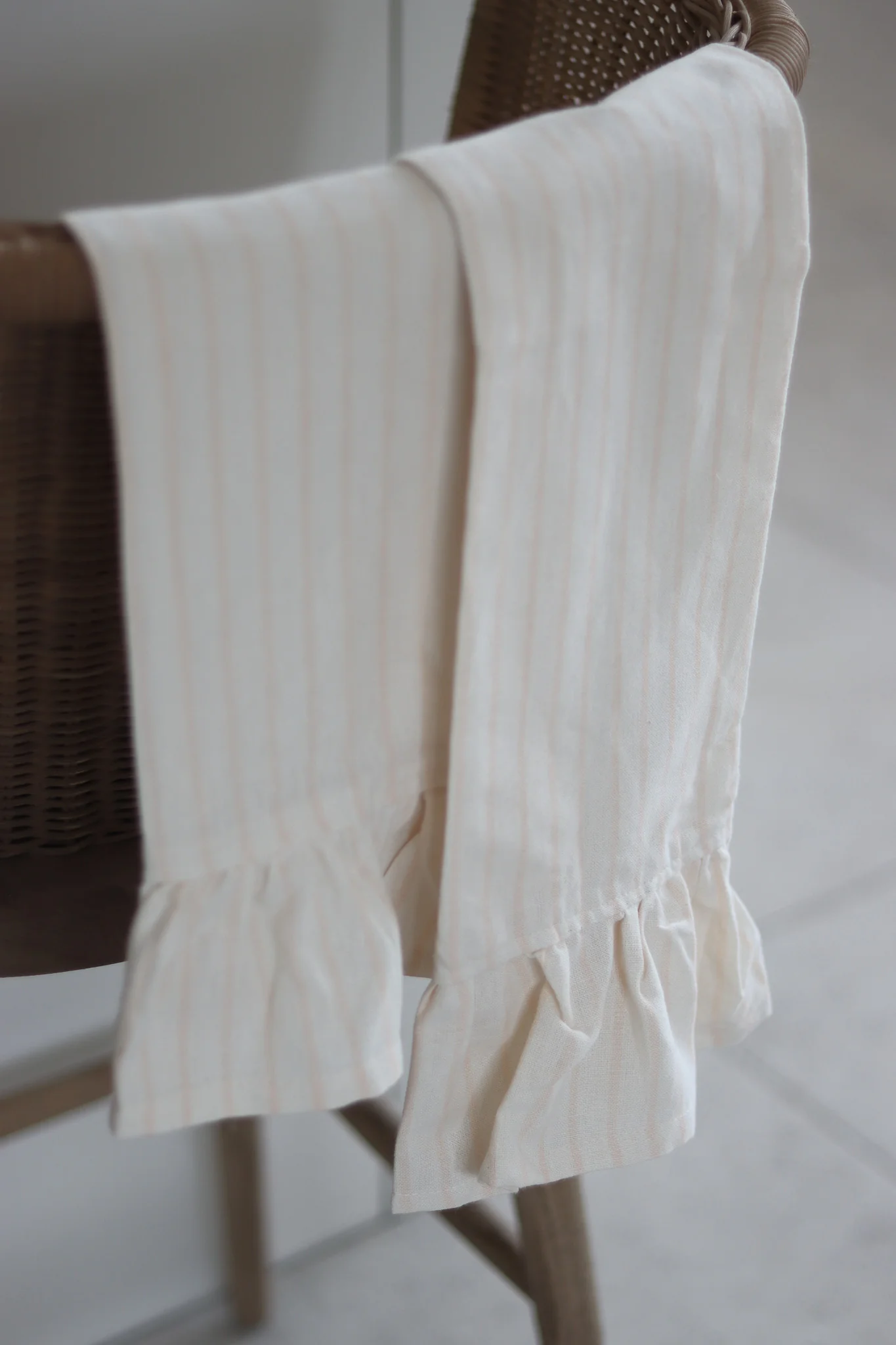 Set of 2 Pinstripe Beige Tea Towels