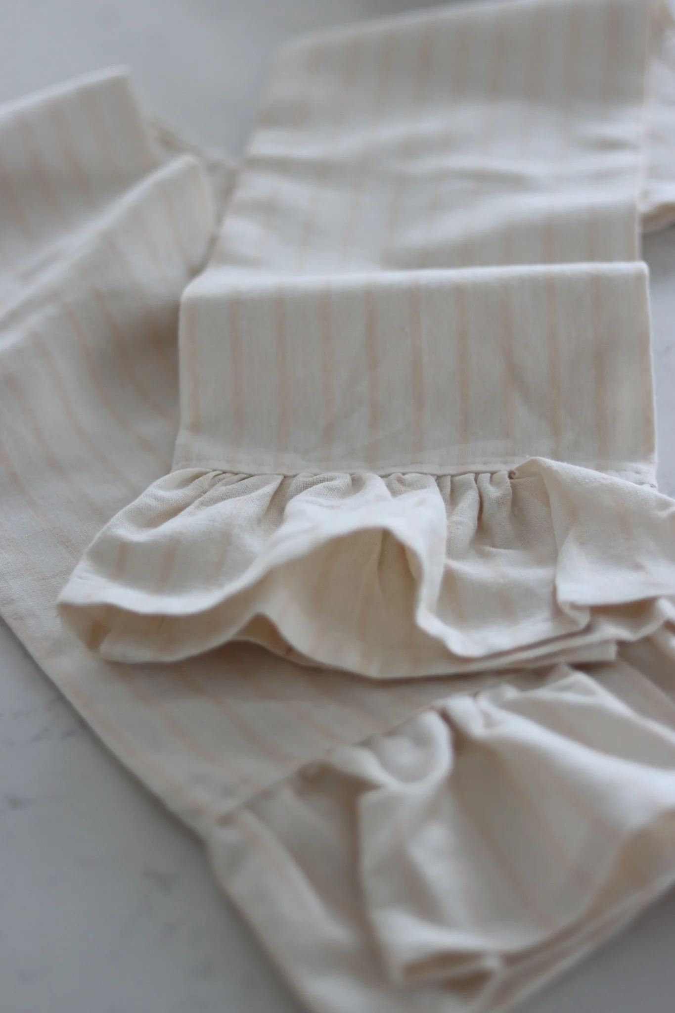 Set of 2 Pinstripe Beige Tea Towels - Image 2