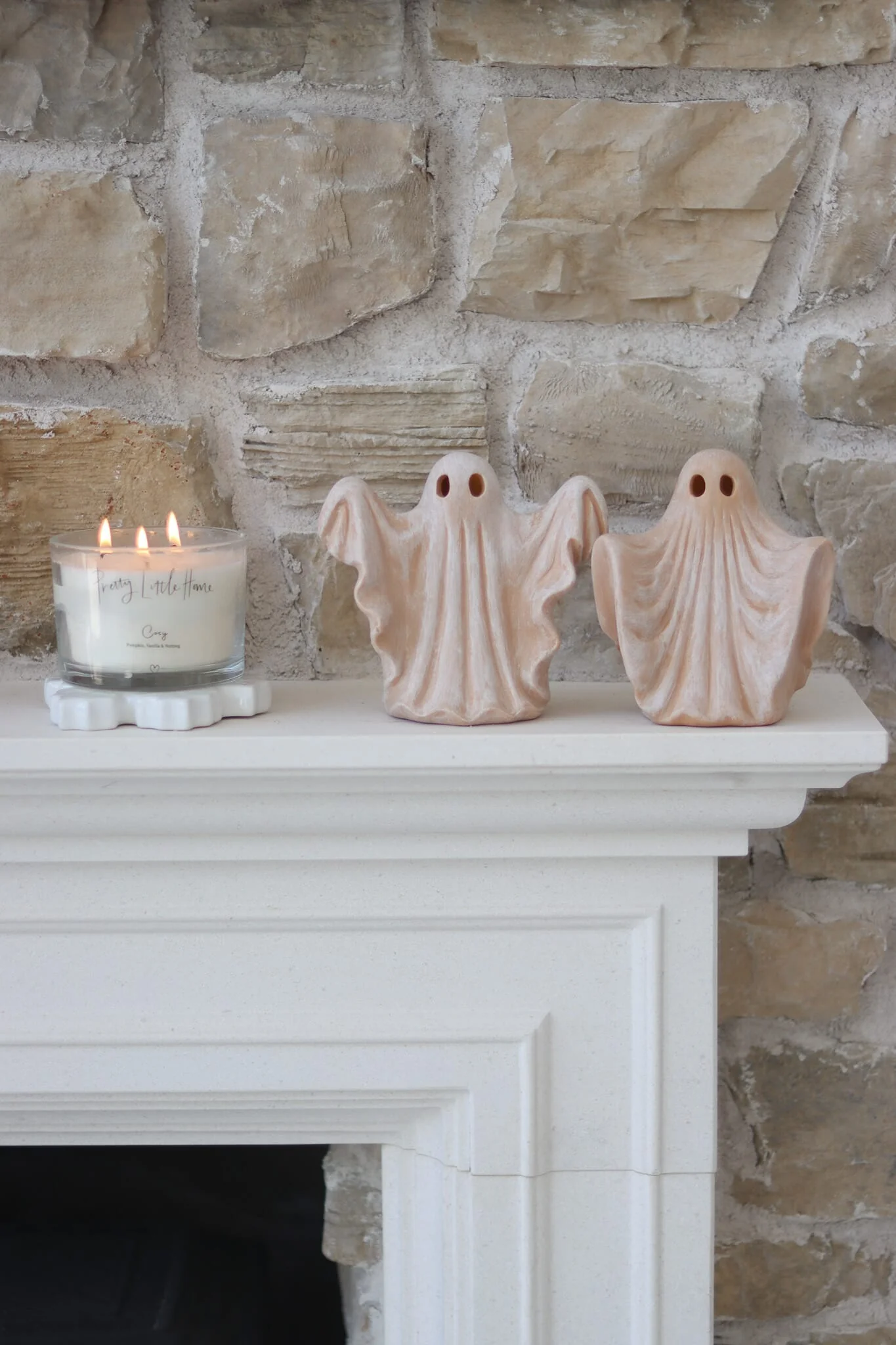 Set of 2 LED Spooky Ghosts – Terracotta - Image 3