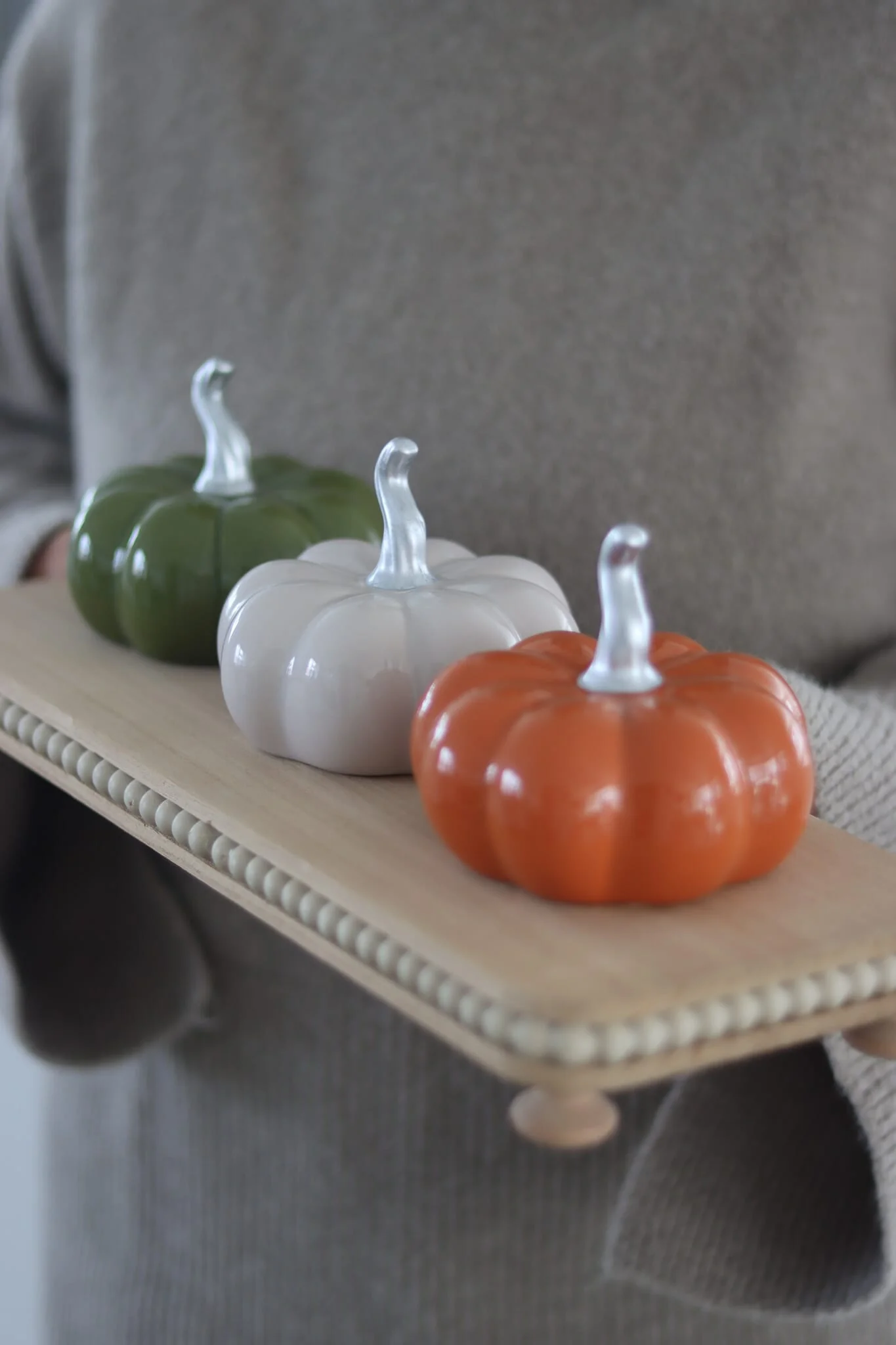 Set of 3 Autumnal Ceramic Pumpkins - Image 2