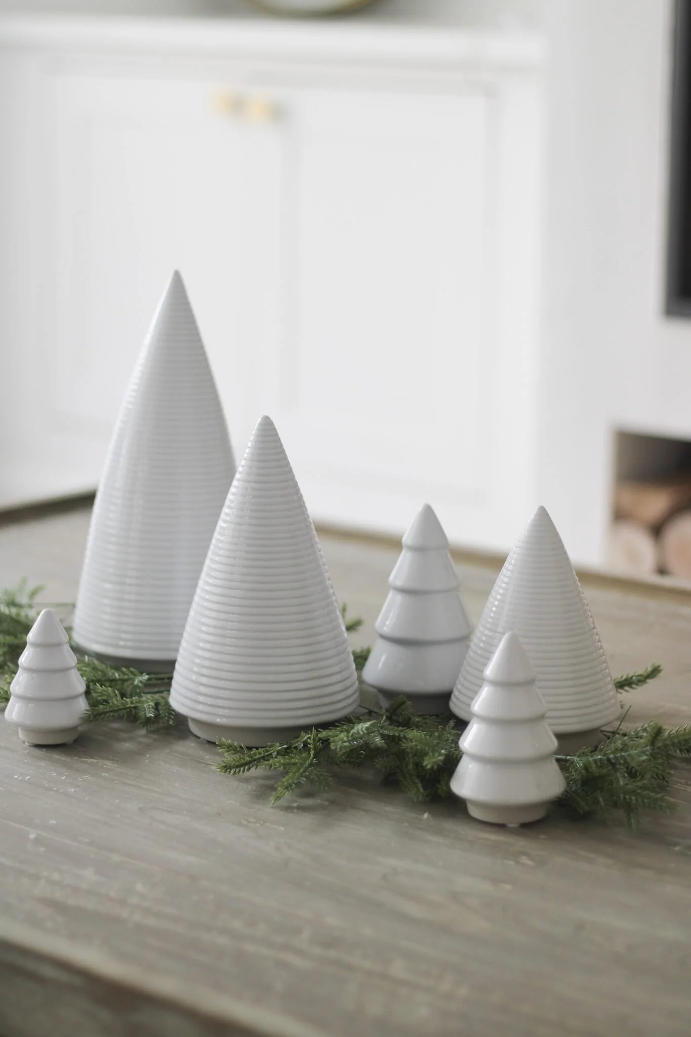 Set Of 3 Large Ceramic Trees - Ribbed - Image 2