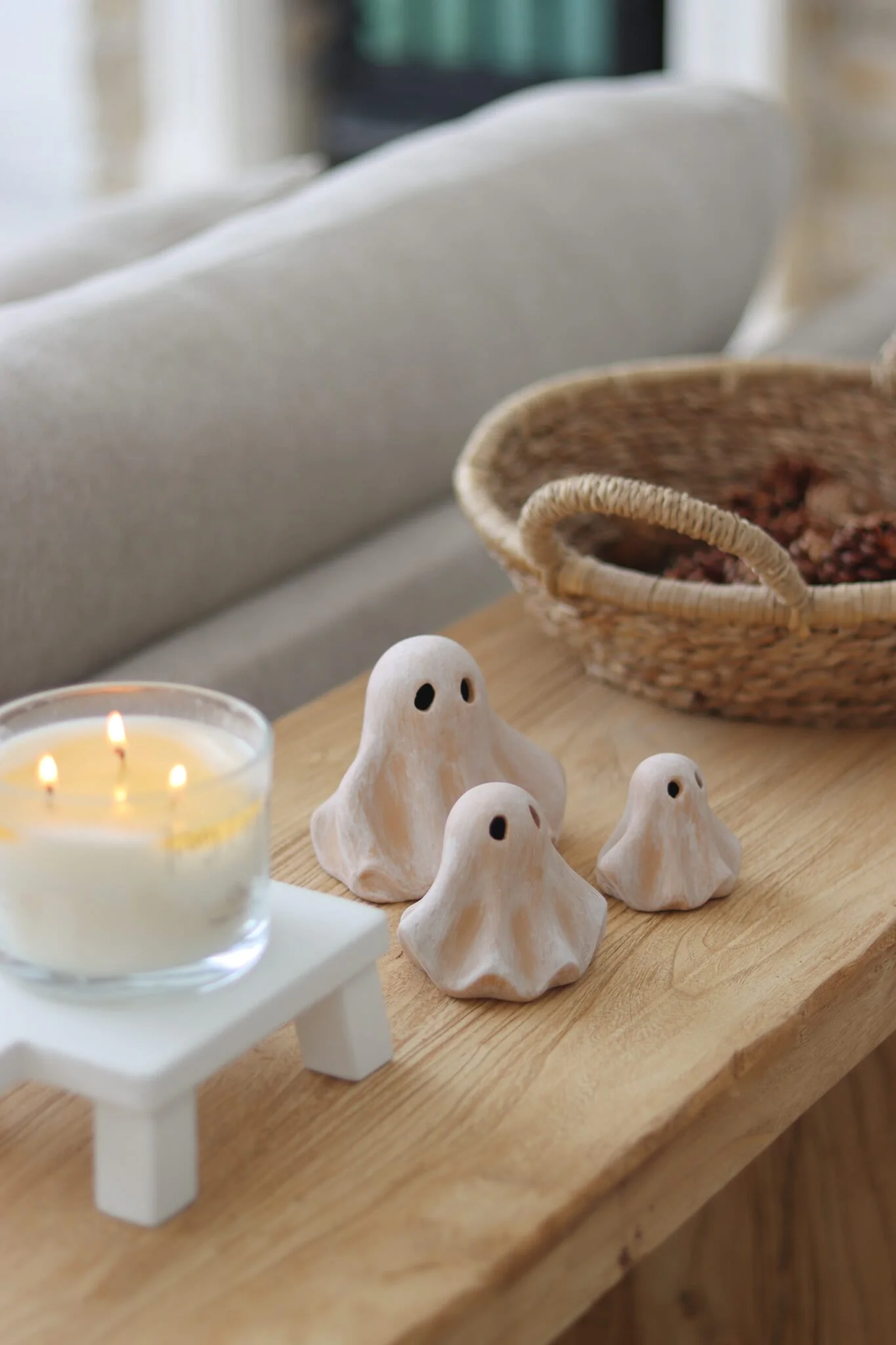 Set of 3 Terracotta LED Ghosts - Image 3
