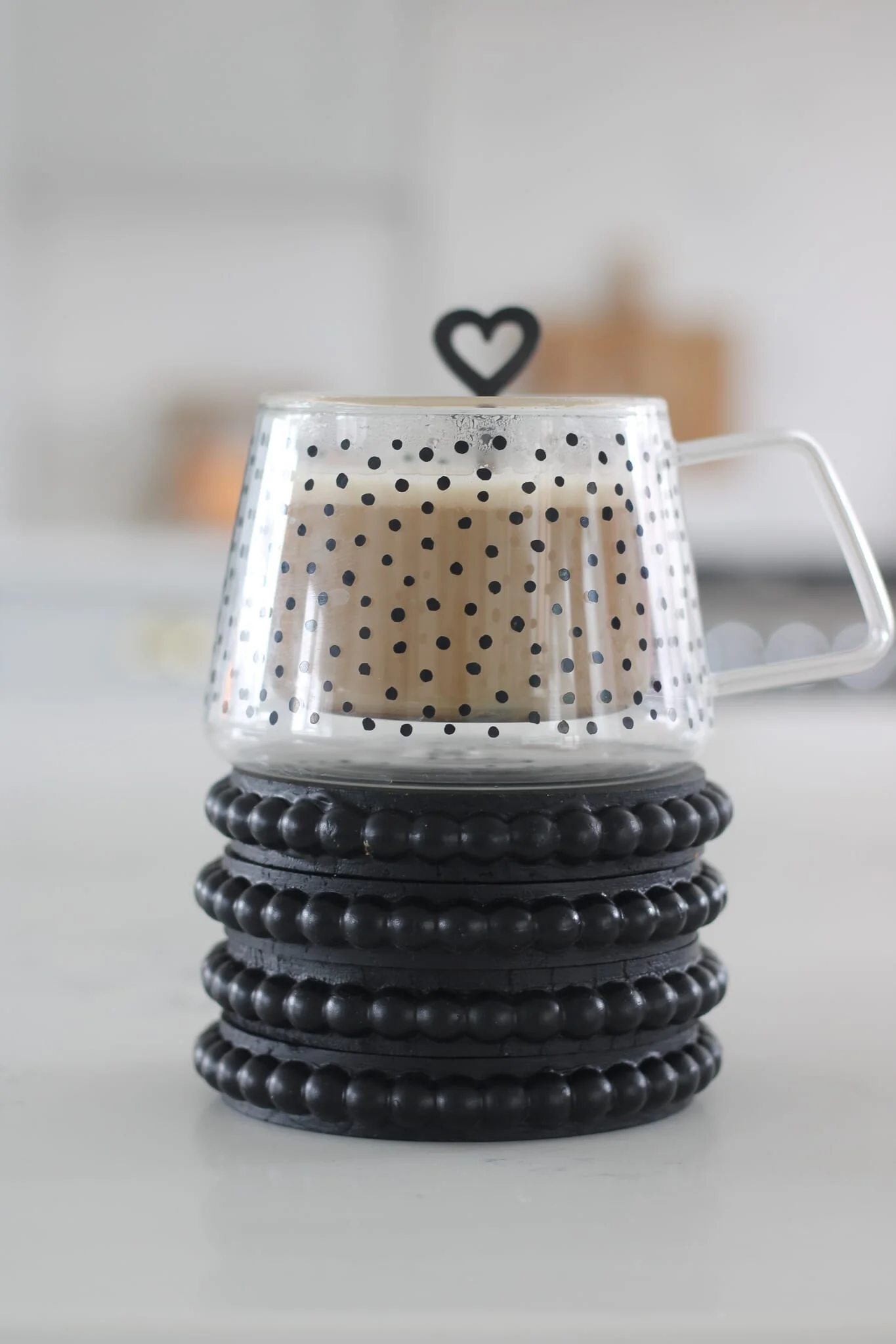 Beaded Wooden Coasters Set - Black - Image 2