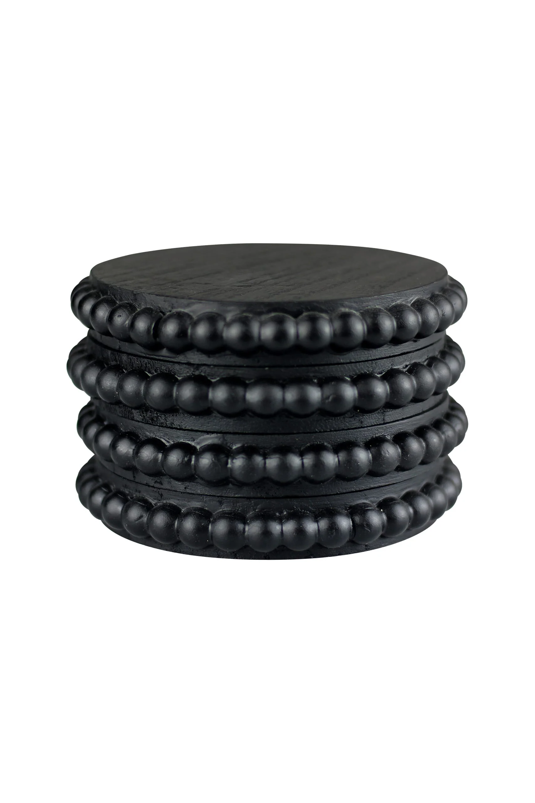 Beaded Wooden Coasters Set - Black - Image 3