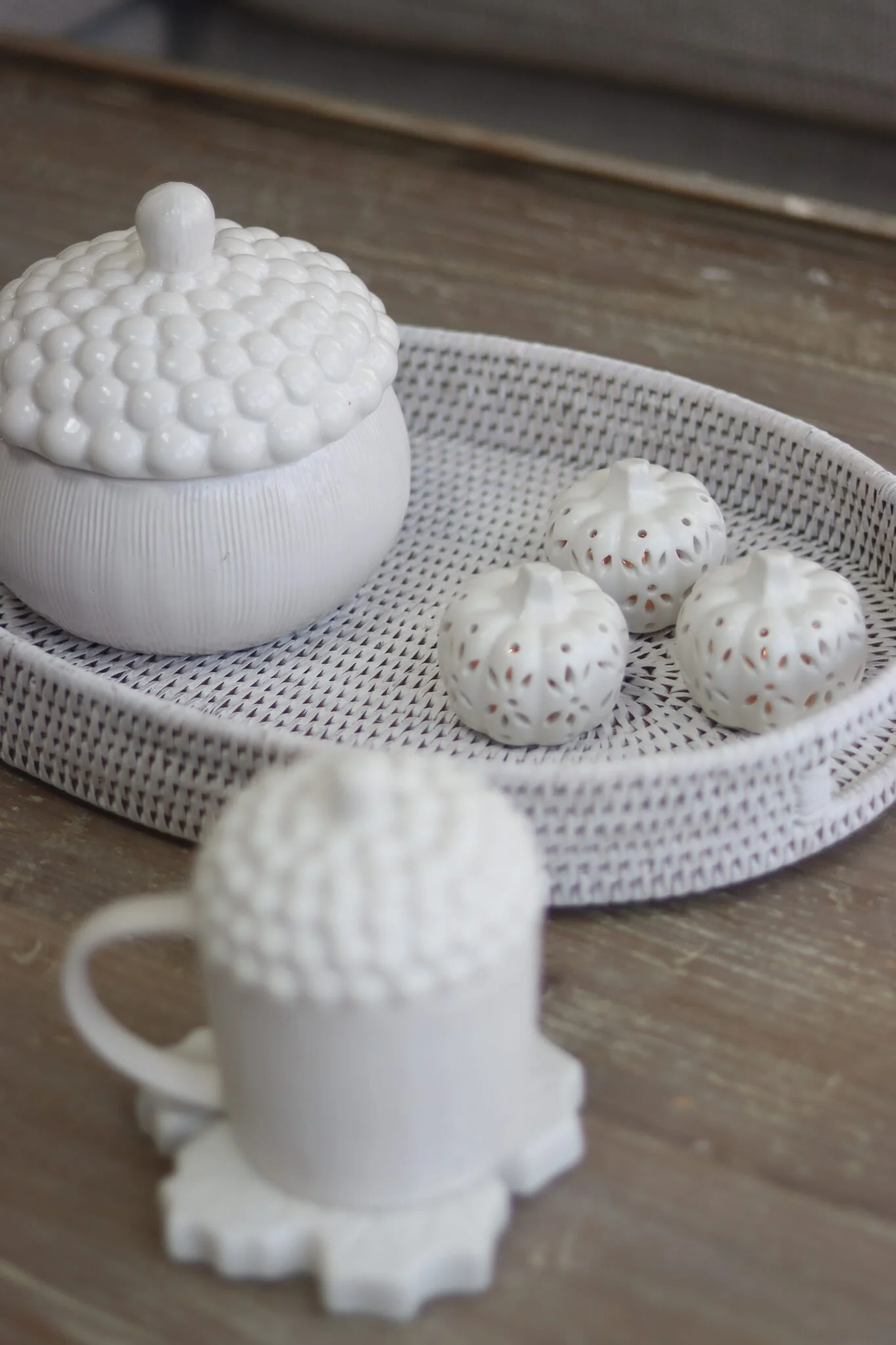 Set of 4 Tiny LED Ceramic Pumpkins - Image 4