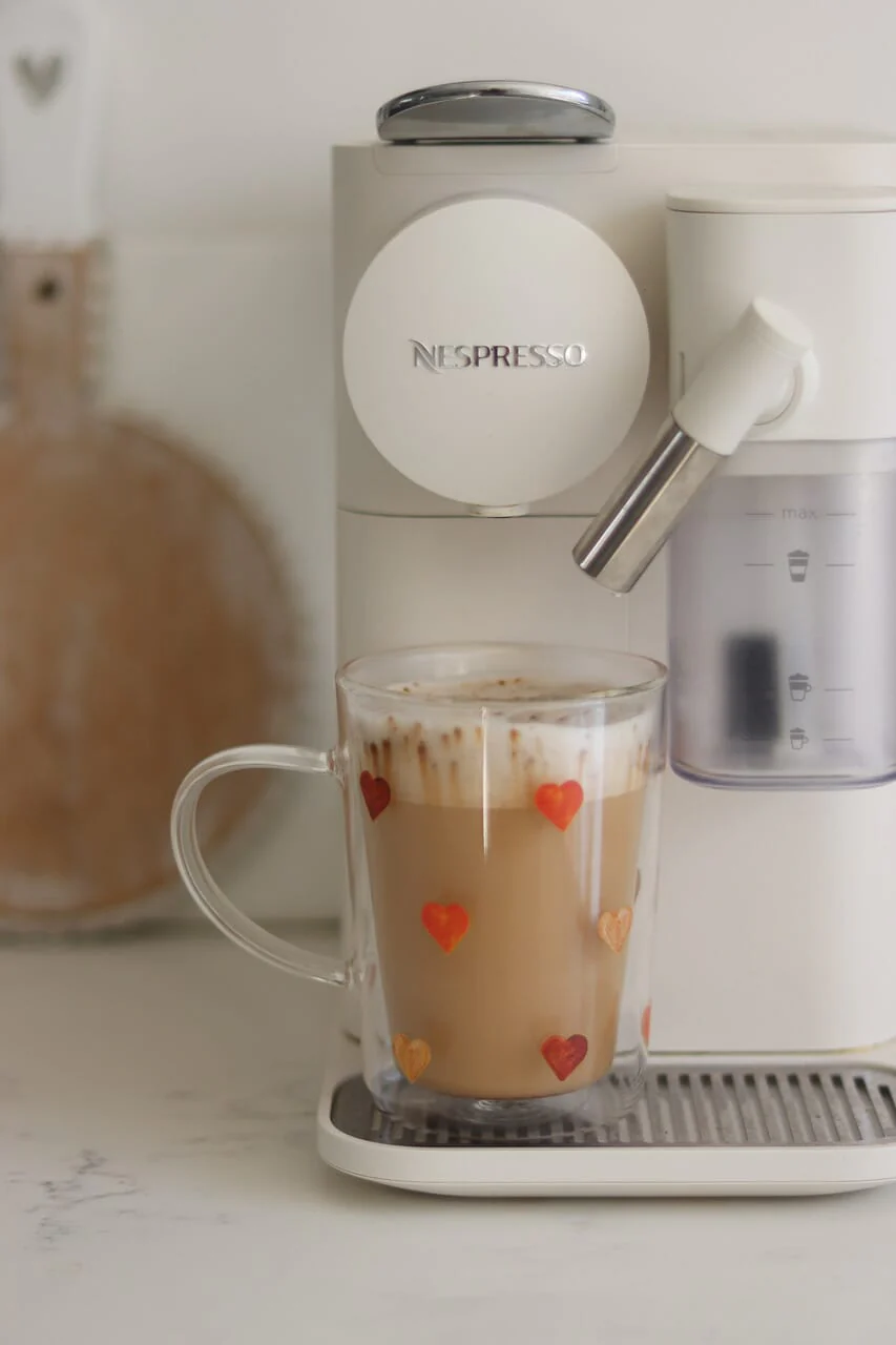 Slim Double Walled Glass Mug - Colourful Hearts - Image 2