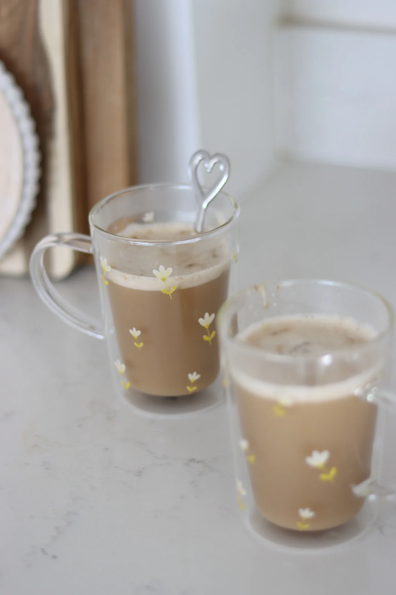 Slim Double Walled Glass Mug Set - 2 Piece - Early Autumn - Image 2