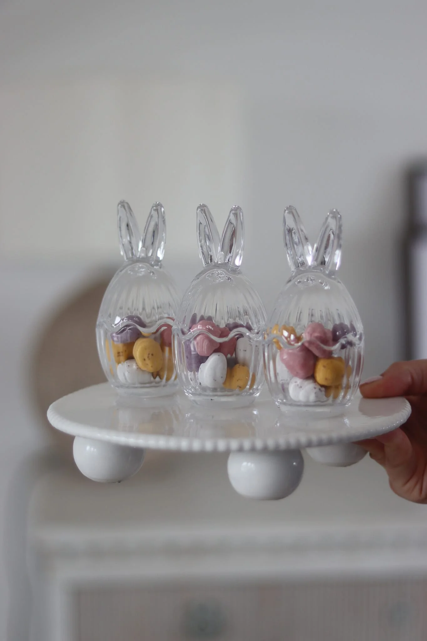 Small Glass Bunny Jar - Fluted 3 Pc Set