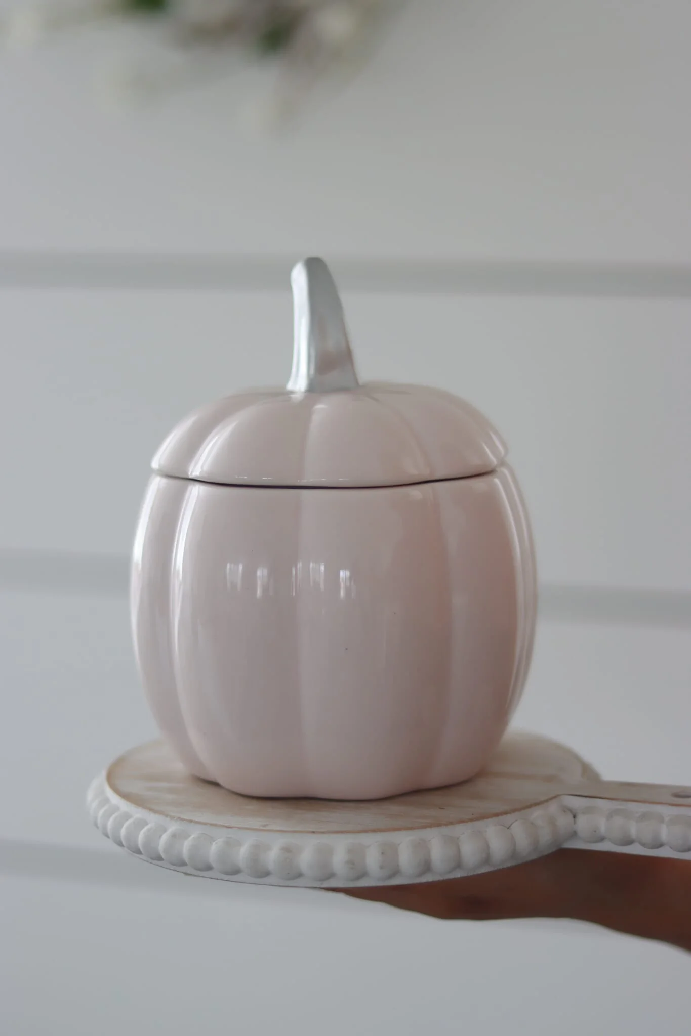 Small Ceramic Pumpkin Jar - Light Pink - Image 2