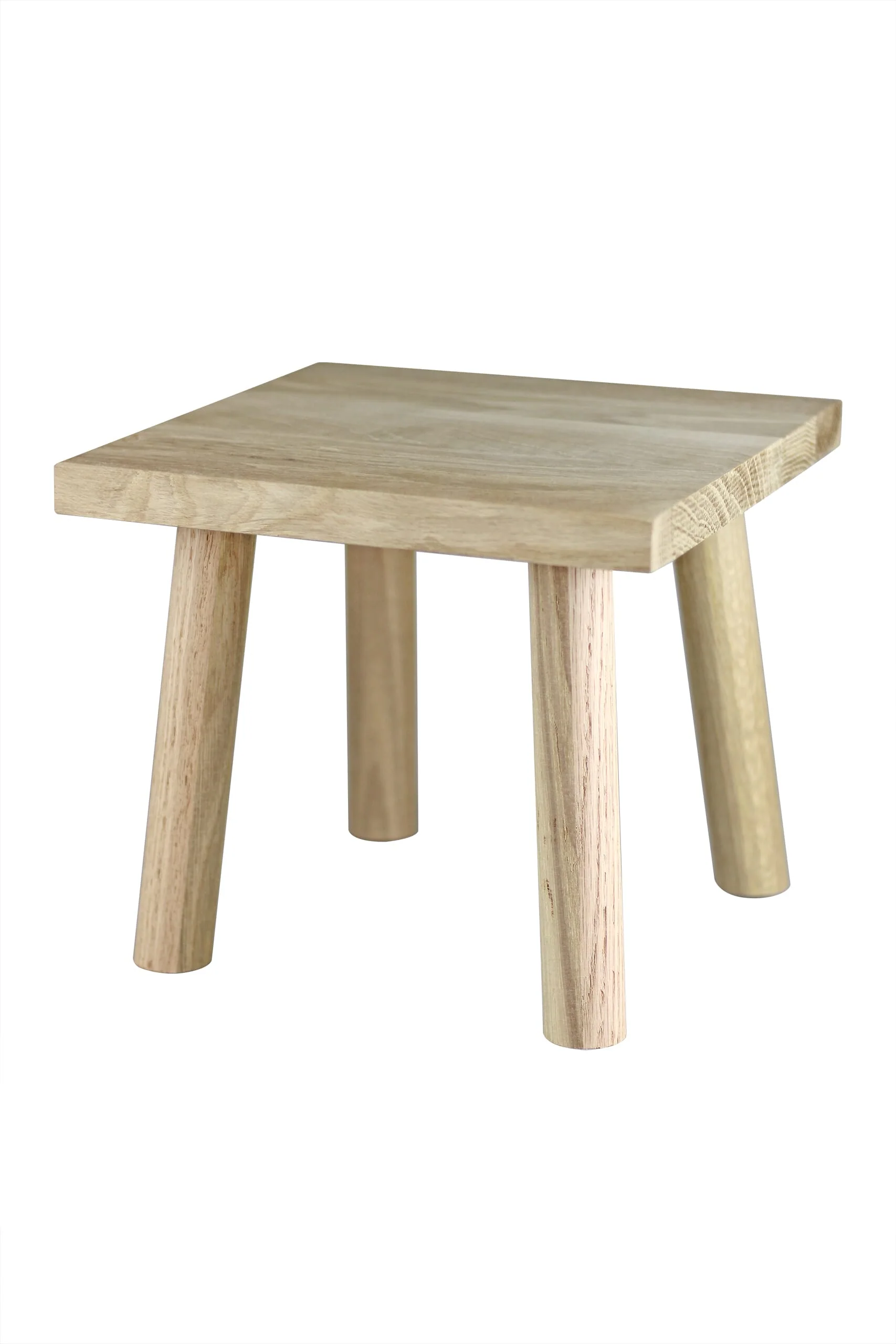 Square Oak Stool - Round Legs/Oak - Image 2
