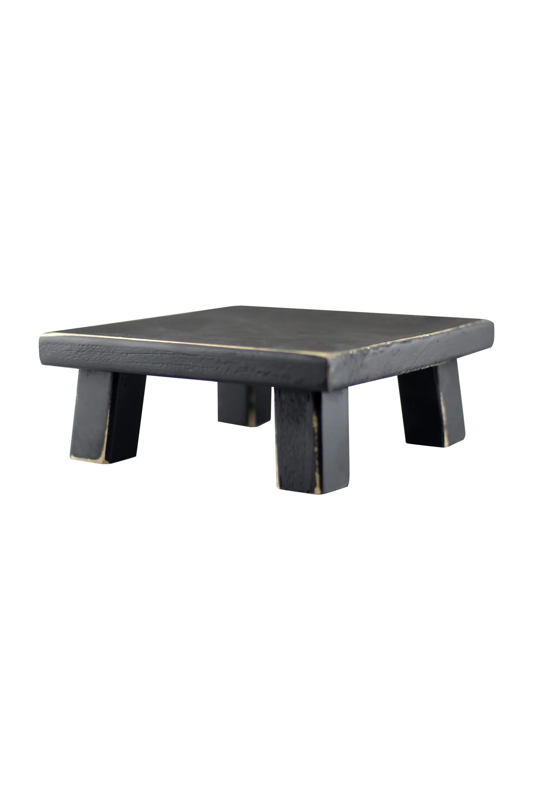 Square Wooden Stool - Black