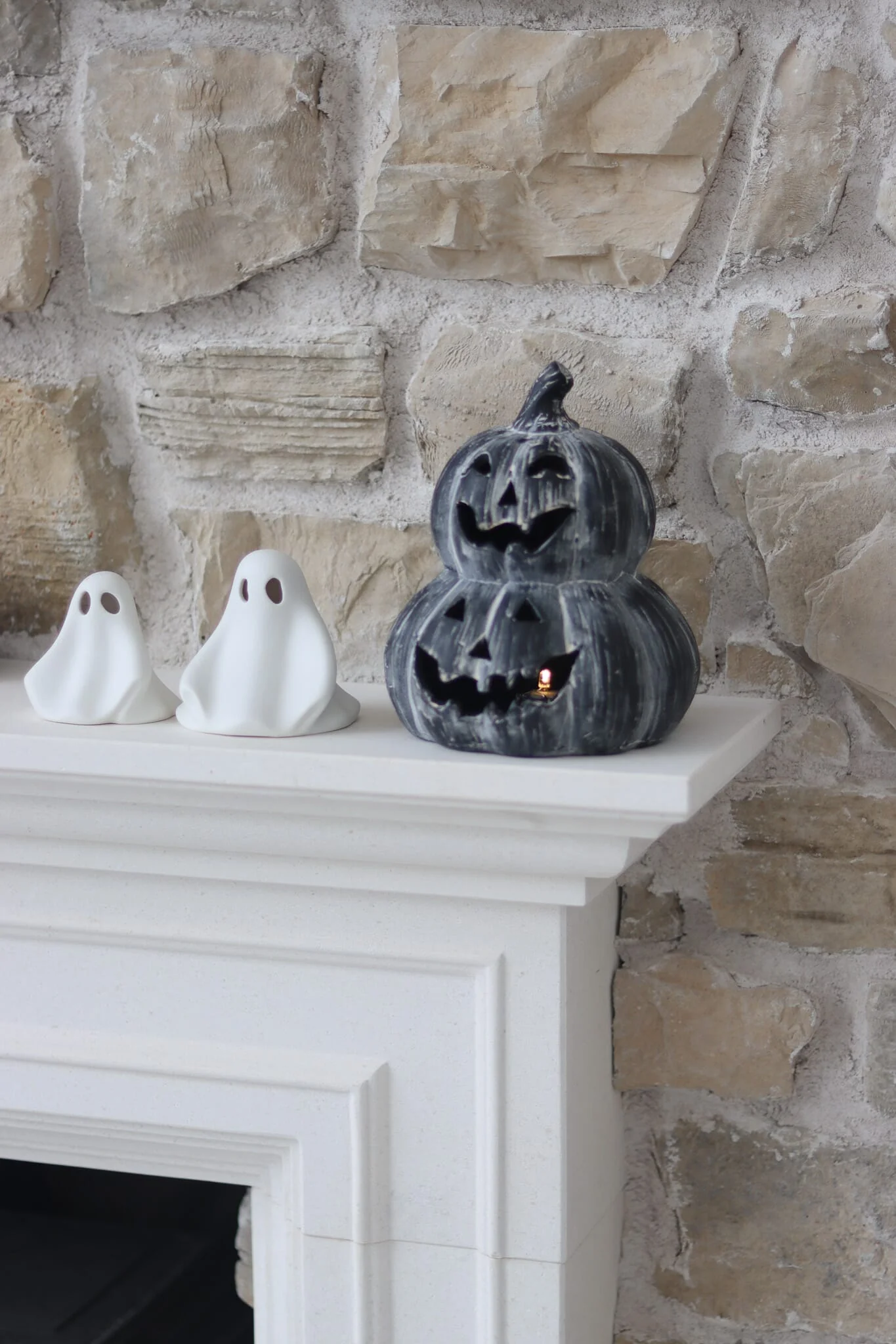 Stacked Terracotta Jack O Lantern – Black - Image 3